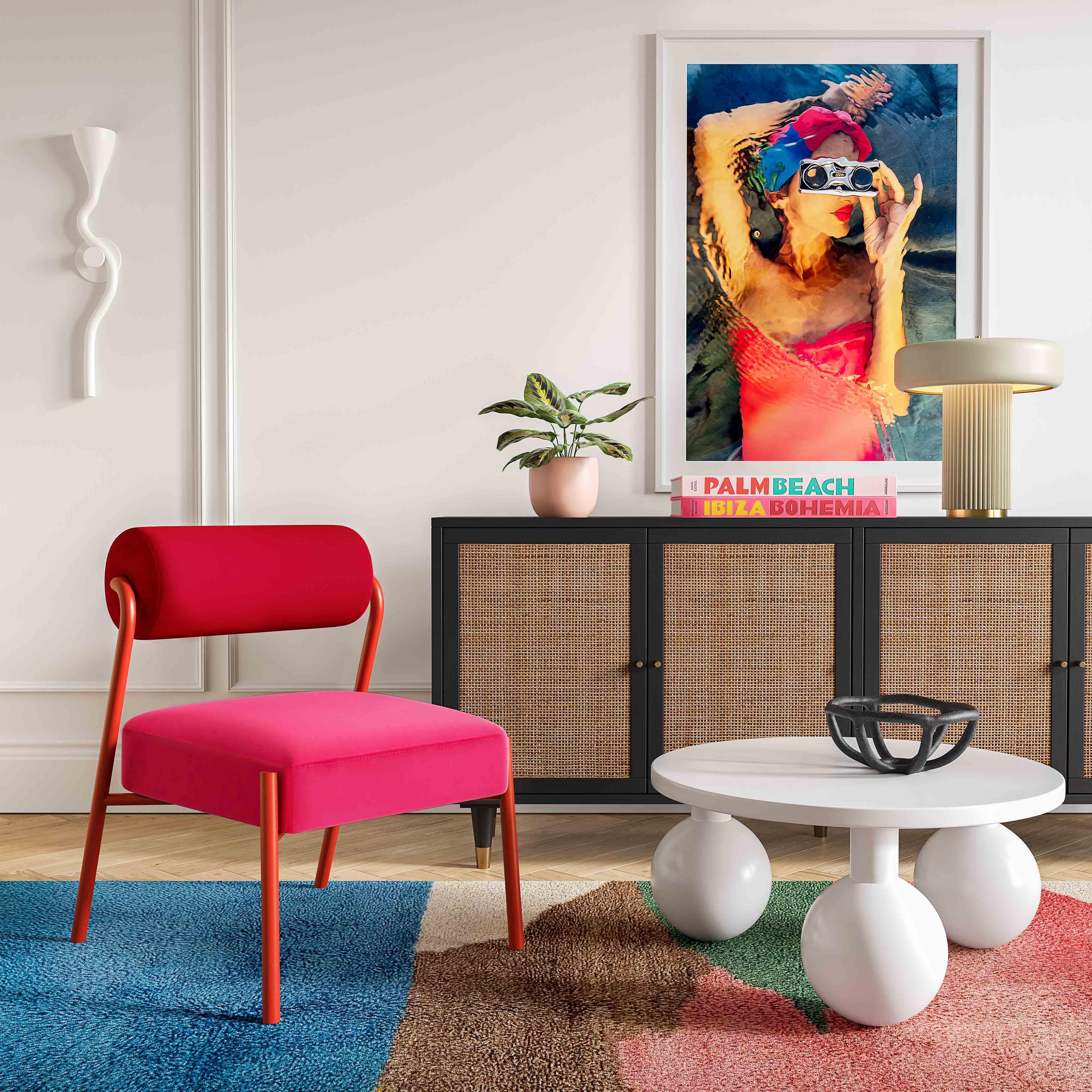 Jolene Hot Pink Velvet Accent Chair - Frankwebs