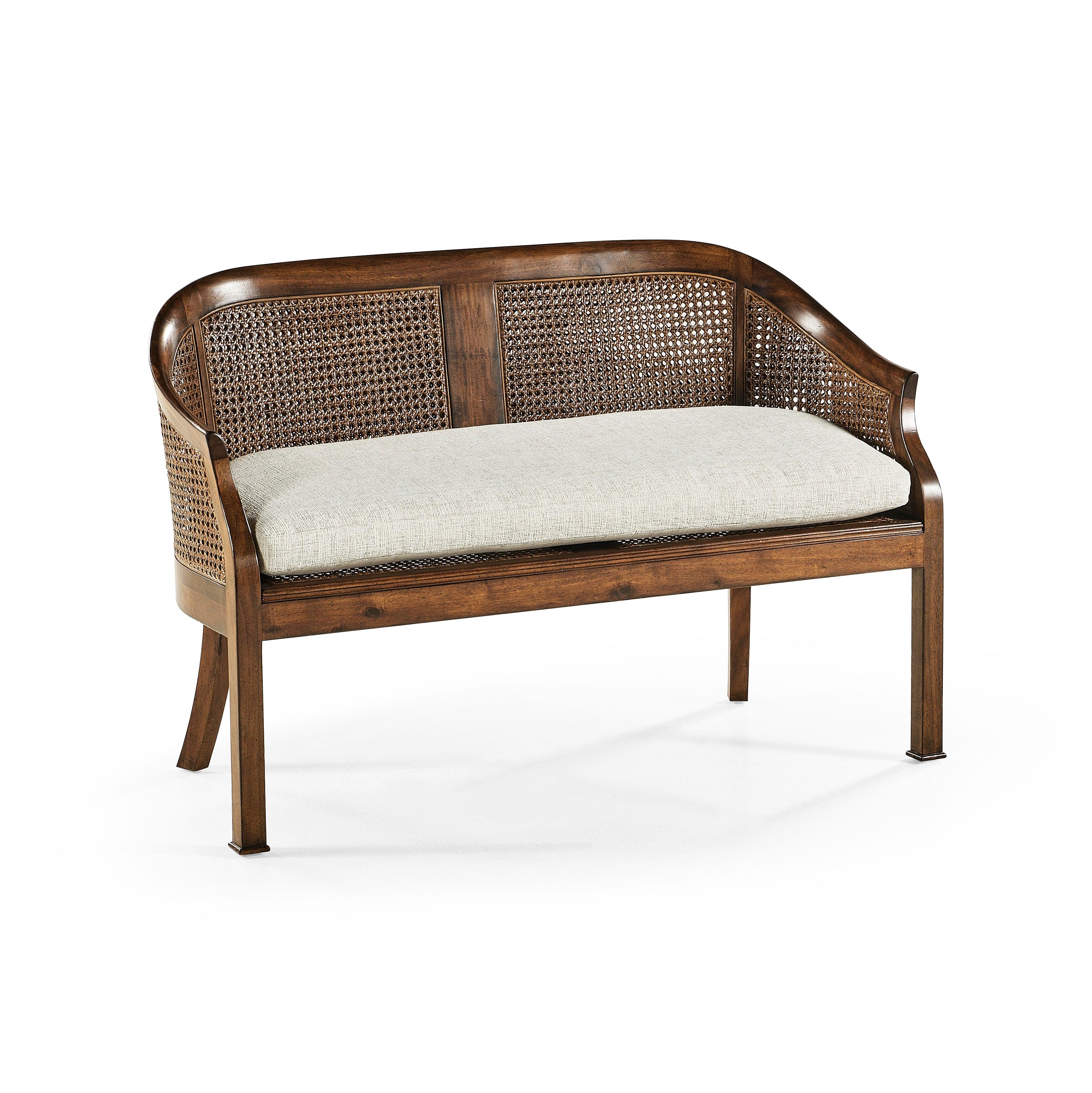 Casual Accents Walnut Salon Settee Cane Back Seat - Frankwebs
