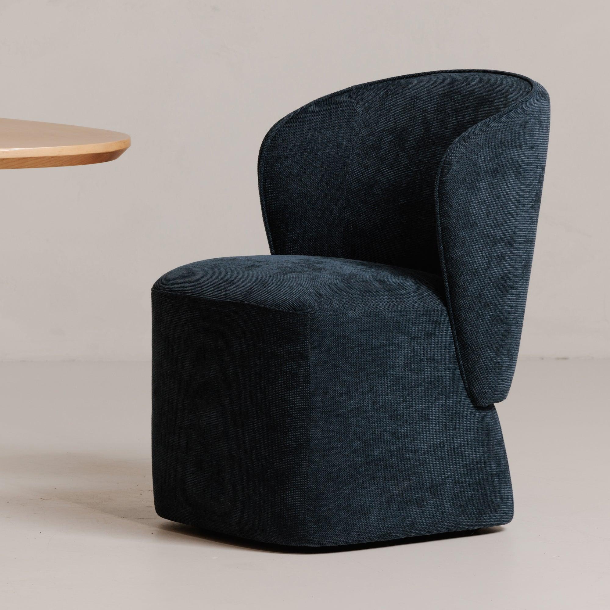 Larson Rolling Dining Chair Performance Fabric Navy Blue - Frankwebs