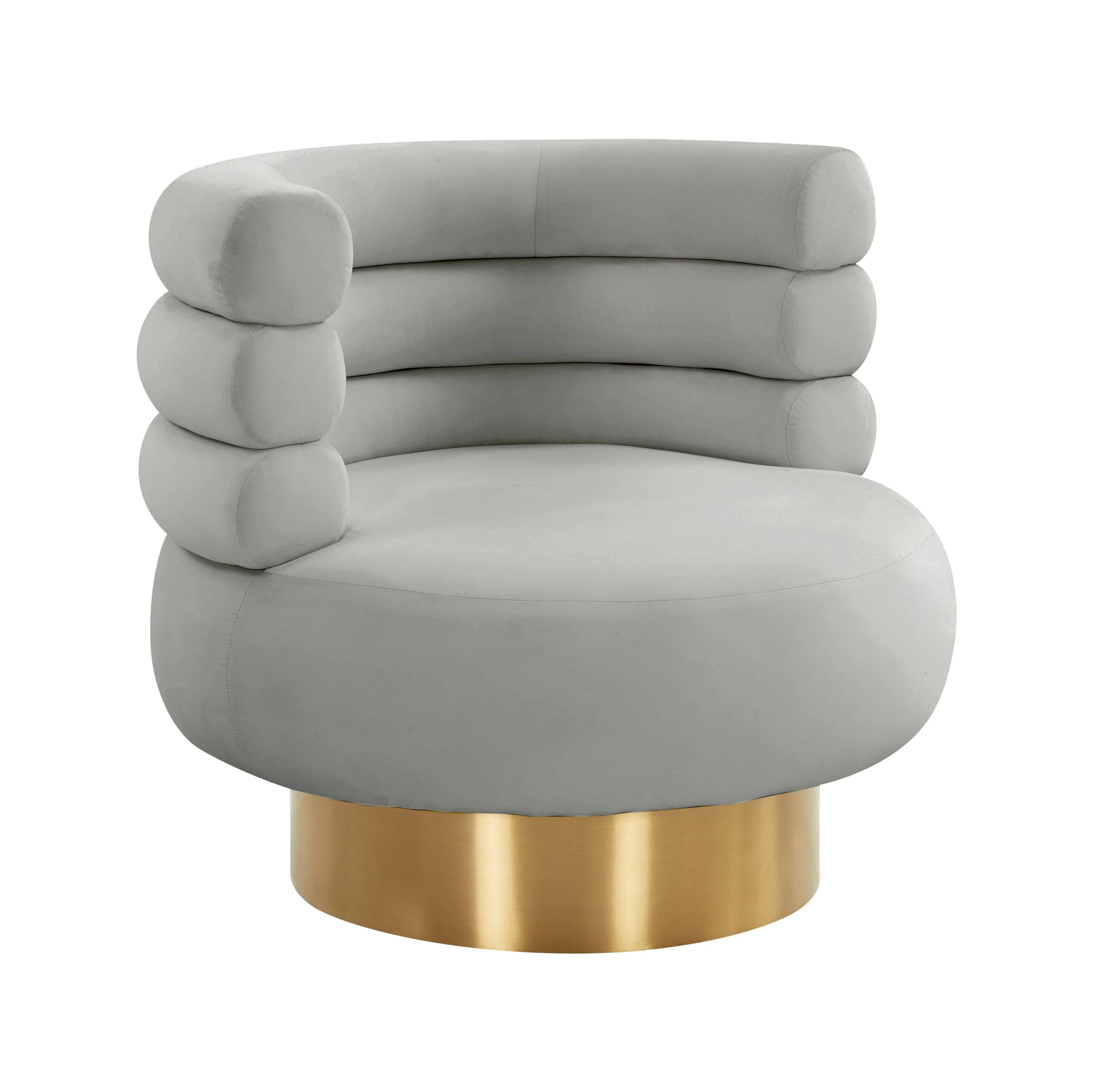 Naomi Grey Velvet Swivel Chair - Frankwebs