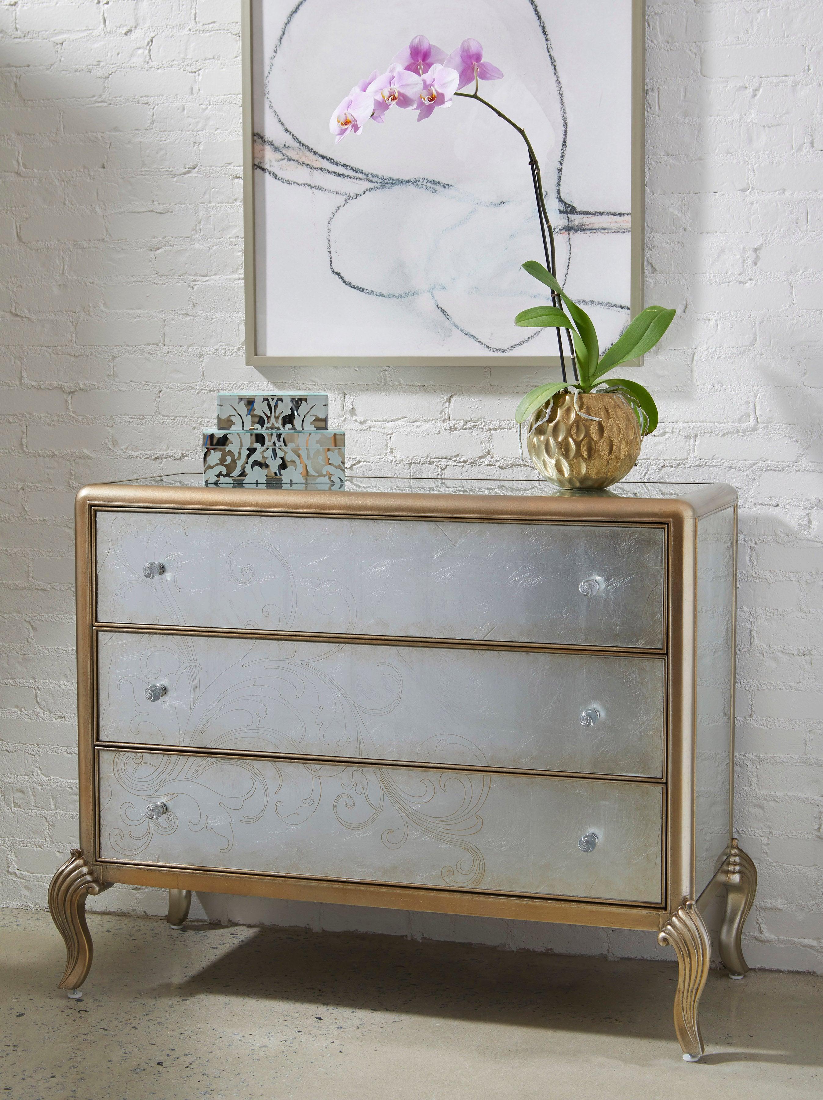 Three Drawer Eglomise Accent Chest - Frankwebs