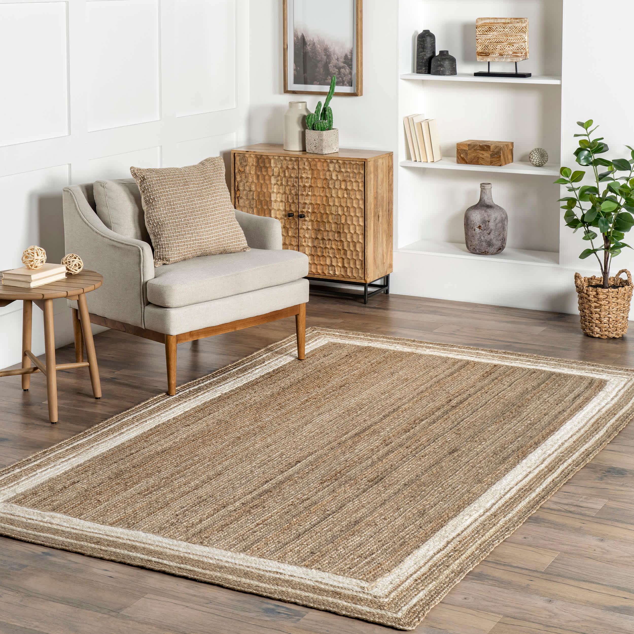 Braided Rikki Border Jute Area Rug - Frankwebs
