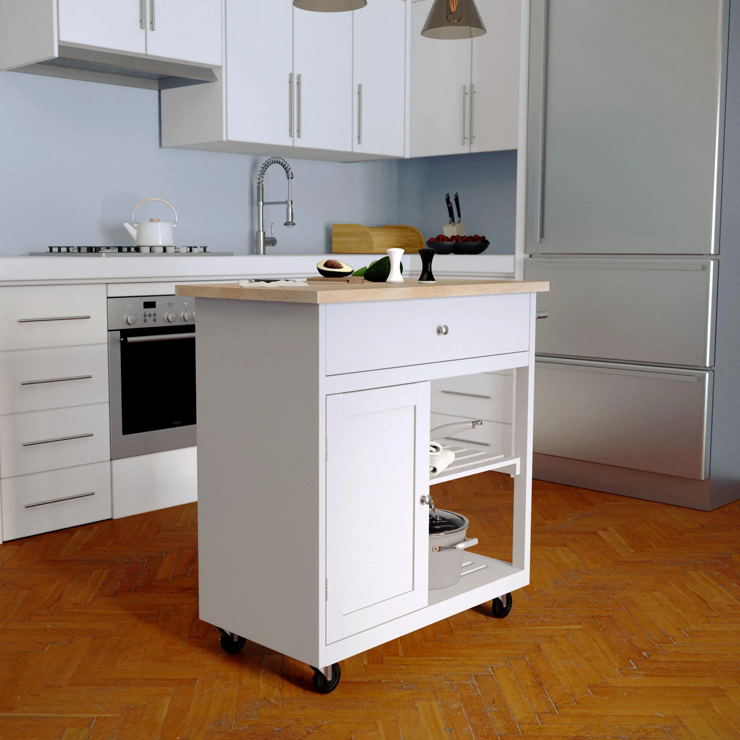 Rolling Kitchen Island w/ Storage - Frankwebs