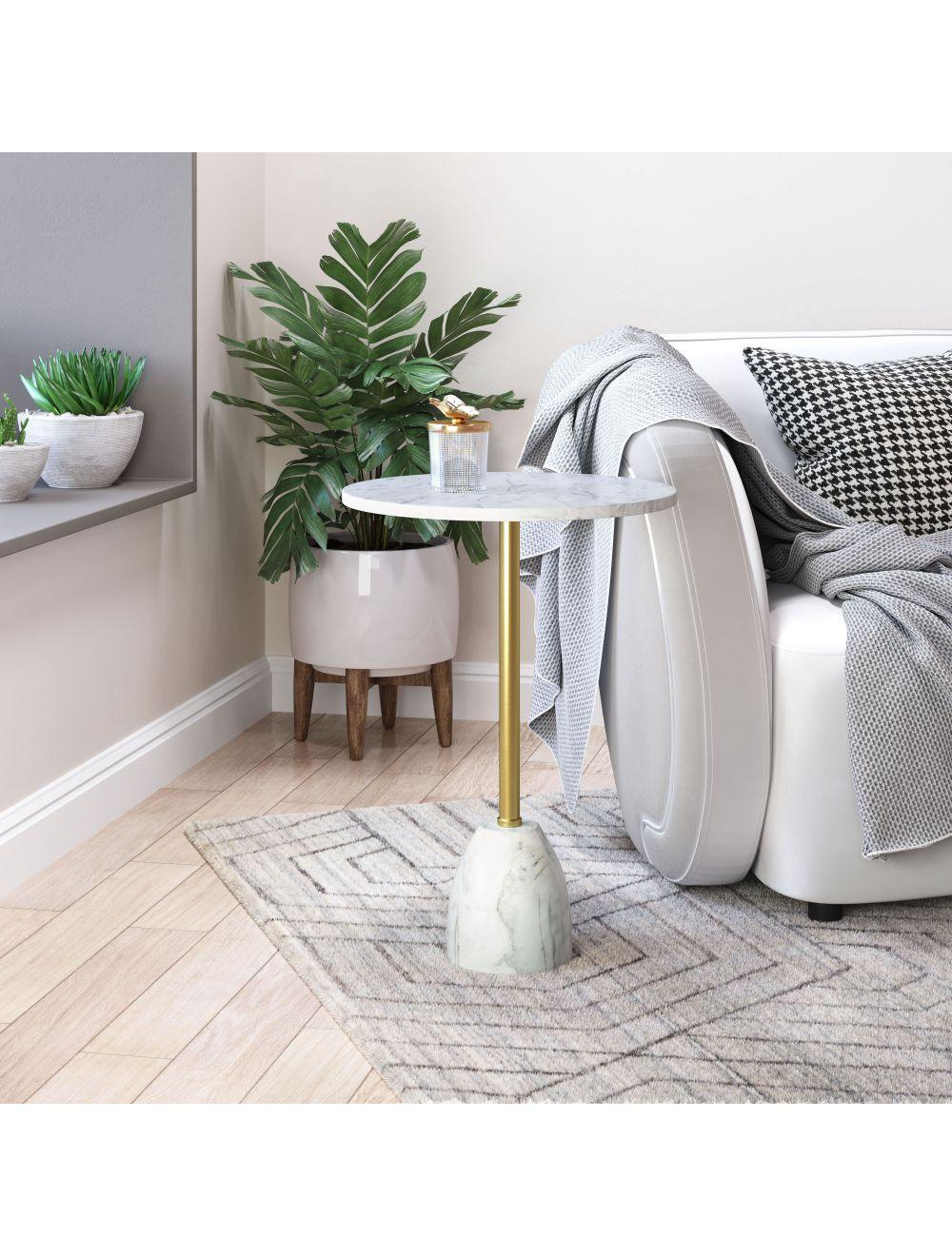 Cynthia Side Table White & Gold - Frankwebs