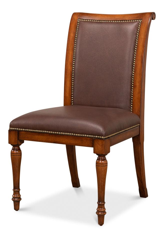 Jupe Side Chair Walnut W/Brn Lthr - Set of 2 - Frankwebs