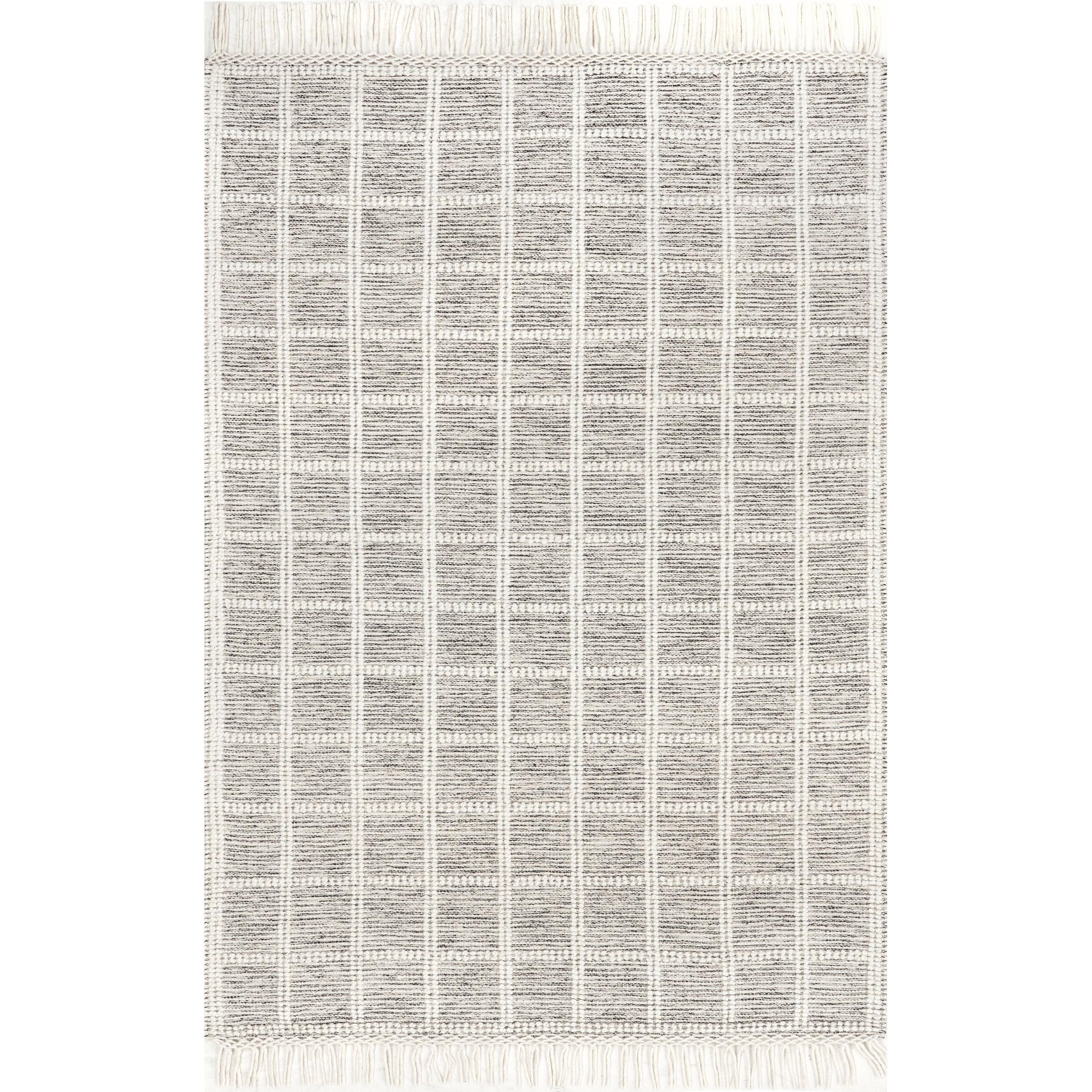 Huia Casual Striped Wool Blend Tassel Area Rug - Frankwebs