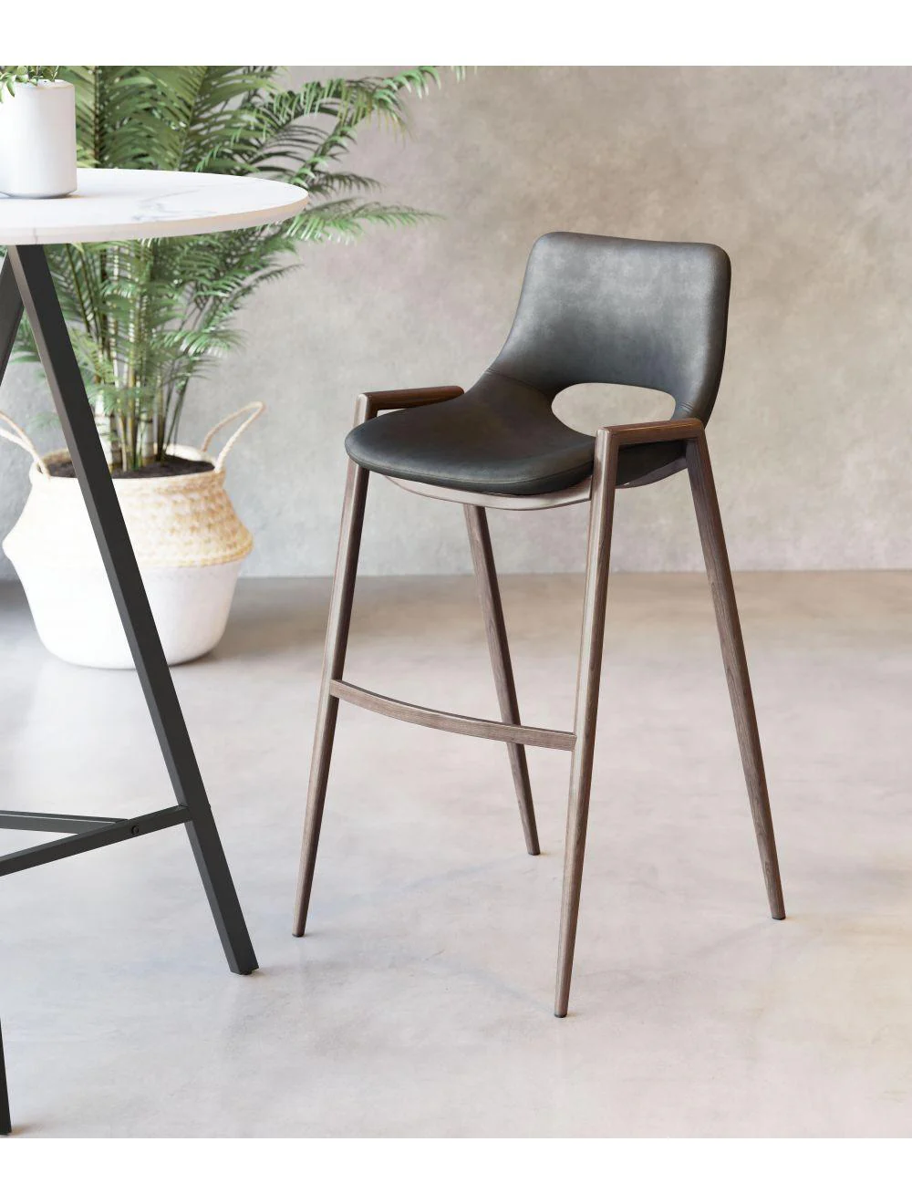 Desi Bar Chair (Set of 2) Black & Walnut - Frankwebs