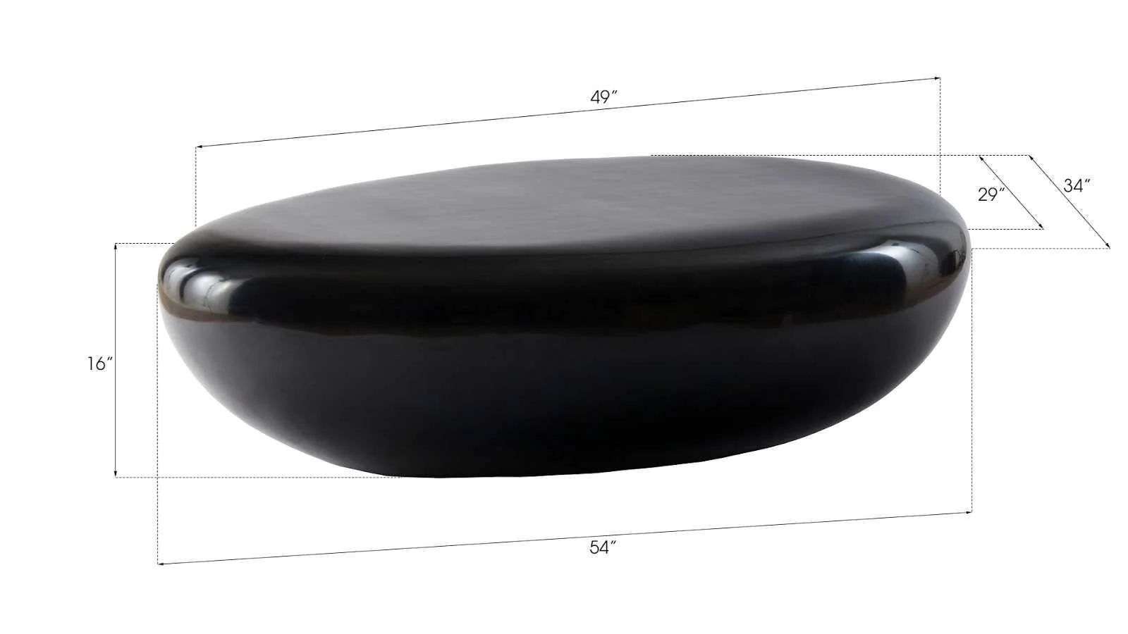 River Stone Coffee Table, Large, Gel Coat Black - Frankwebs