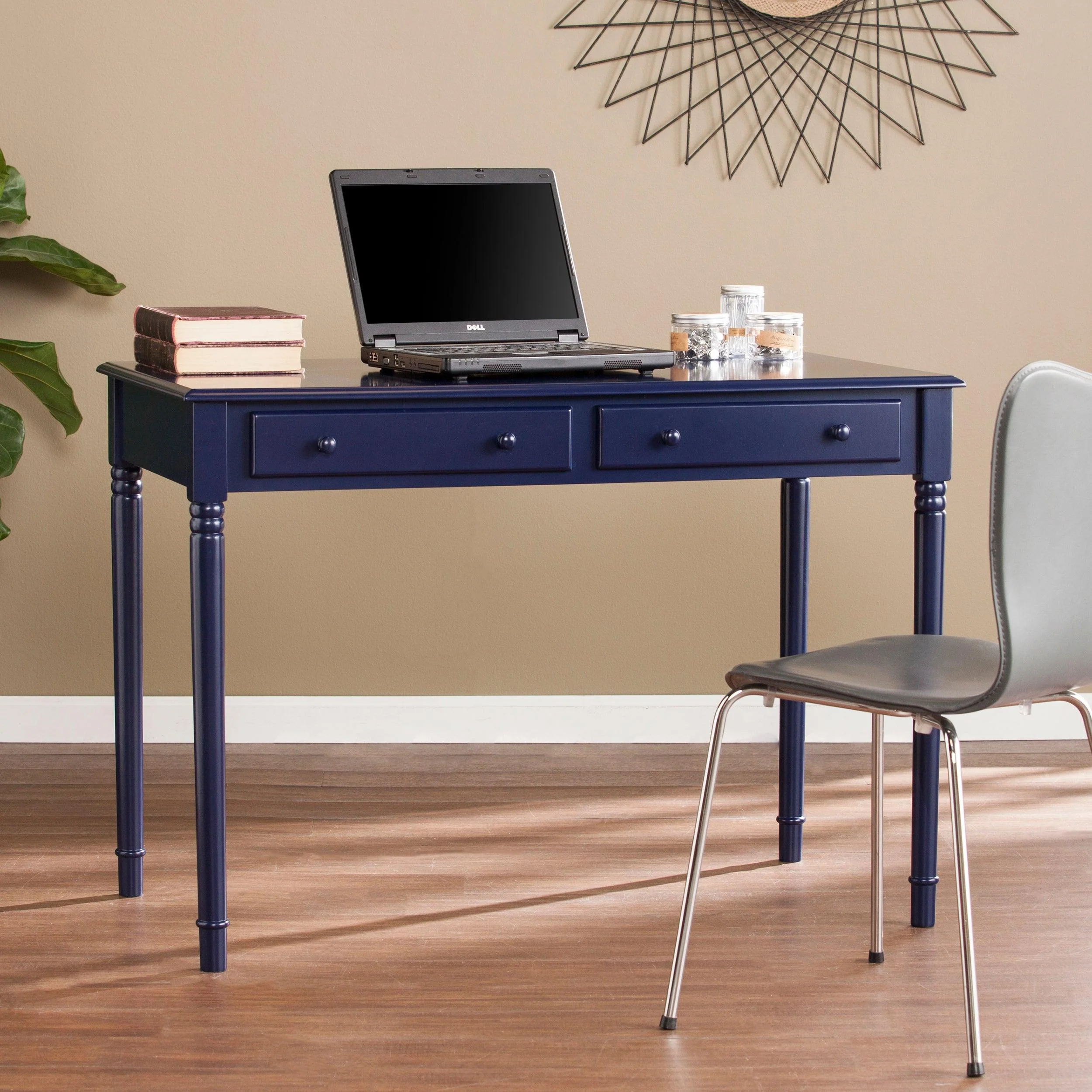 Janice Farmhouse 2-Drawer Writing Desk - Navy - Frankwebs
