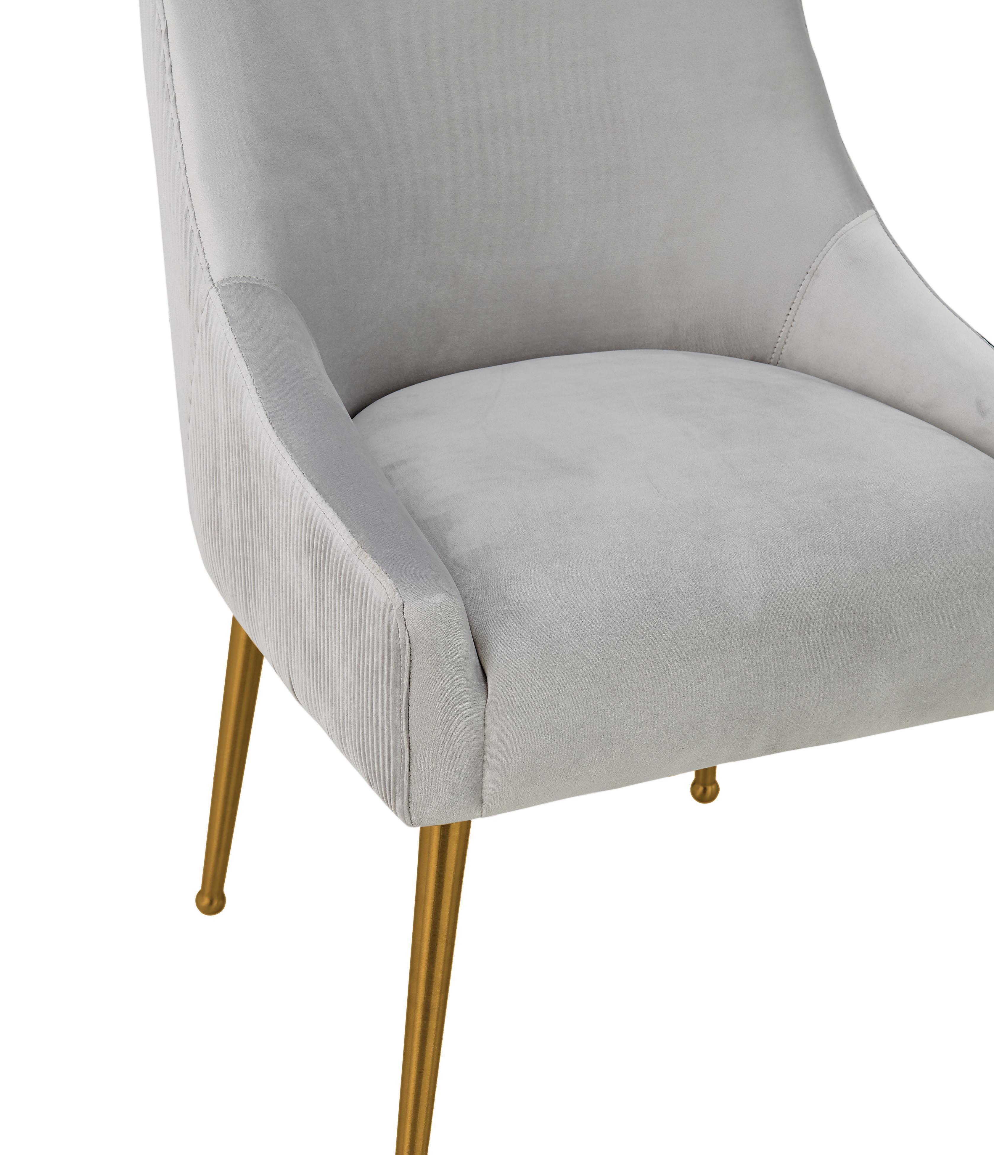 Beatrix Pleated Light Grey Velvet Side Chair - Frankwebs