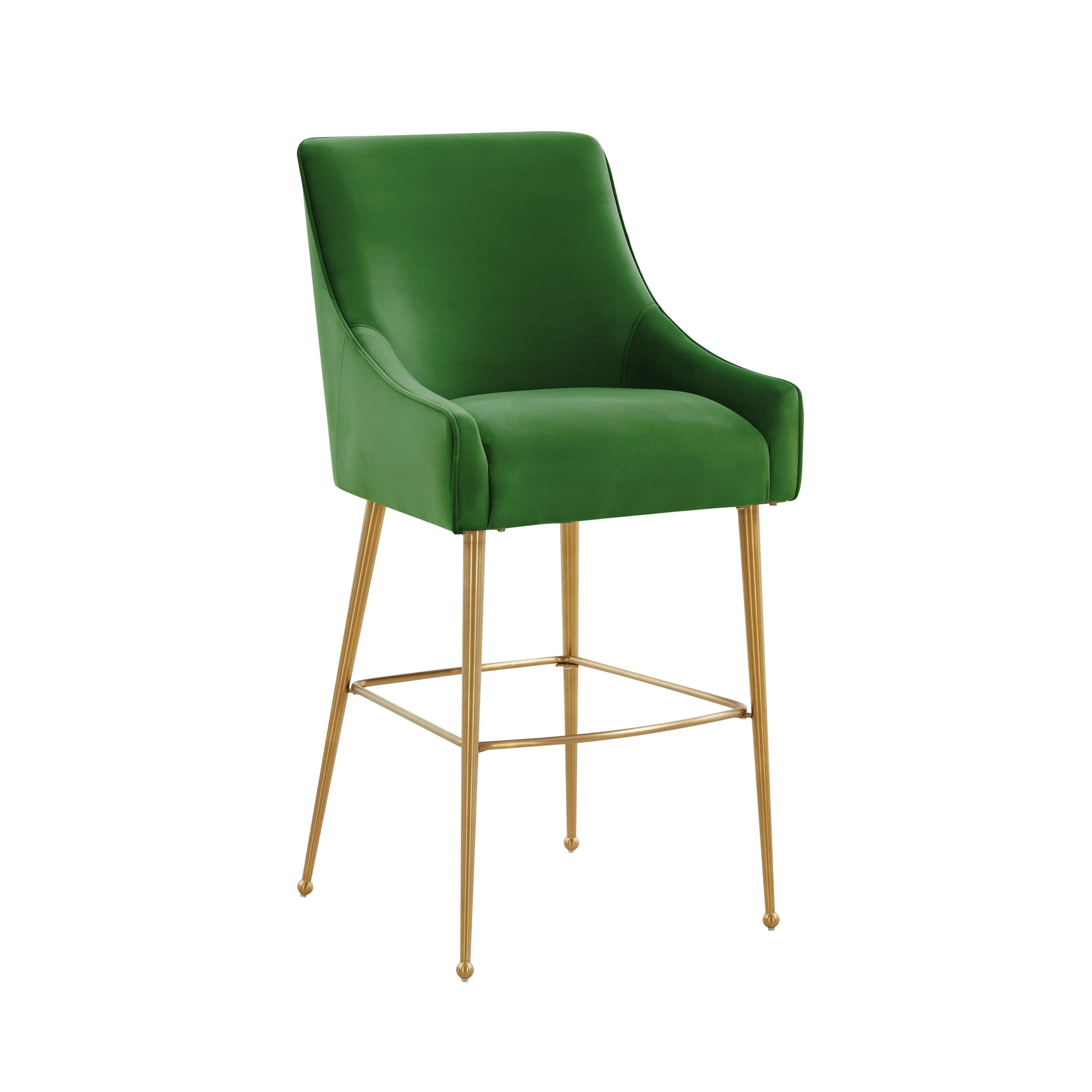 Beatrix Green Velvet Bar Stool - Gold Legs - Frankwebs
