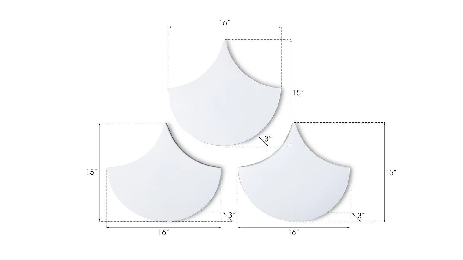 Scales Wall Tiles, Glossy White, Set of 3 - Frankwebs
