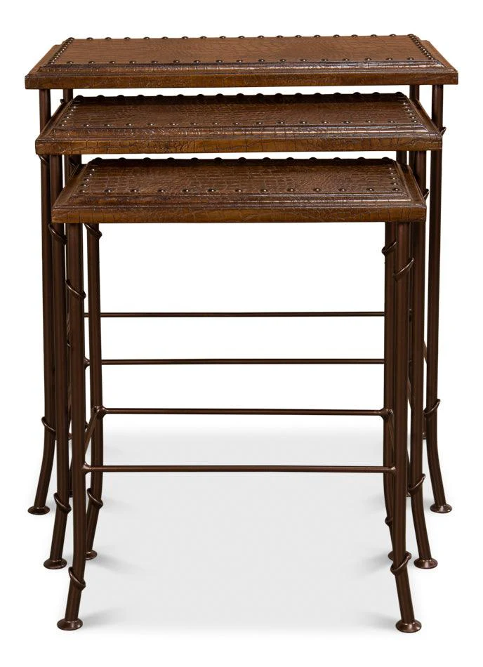 Croc Leather Nesting Tables - Set/3 - Frankwebs