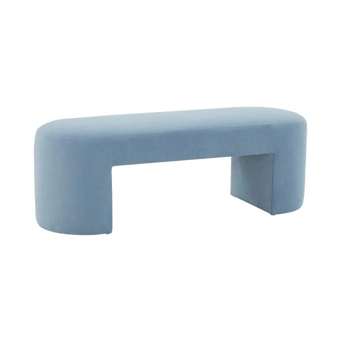 Elena Light Blue Velvet Bench - Frankwebs