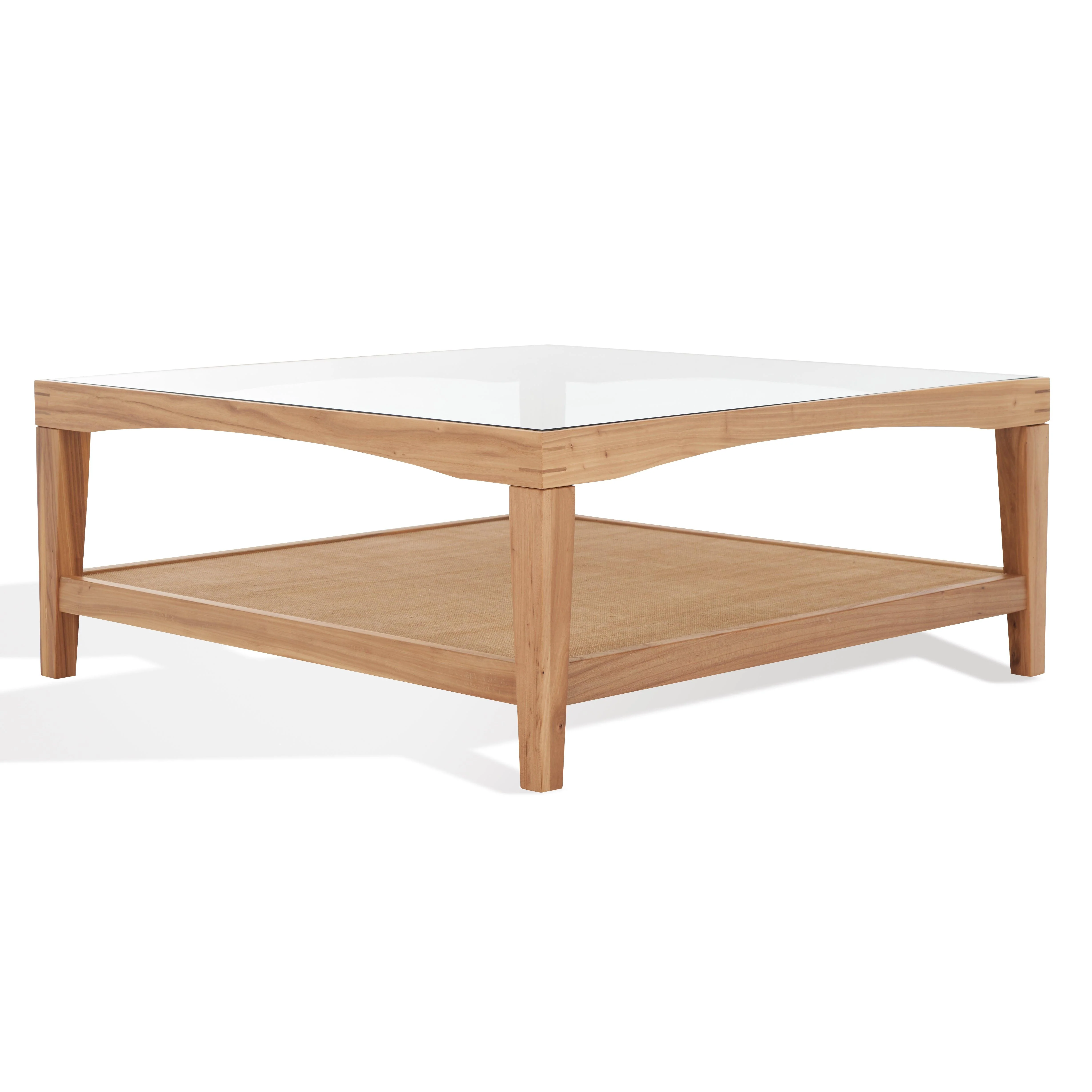 NICOLELLA SQUARE GLASS AND LINEN COFFEE TABLE - Frankwebs