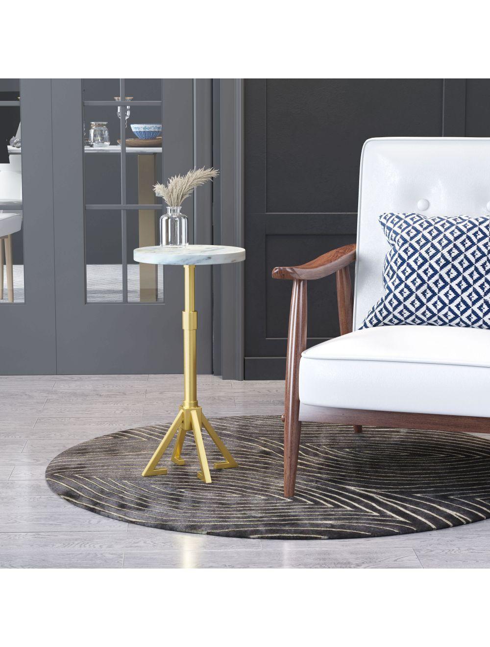 Maurice Side Table White & Gold - Frankwebs