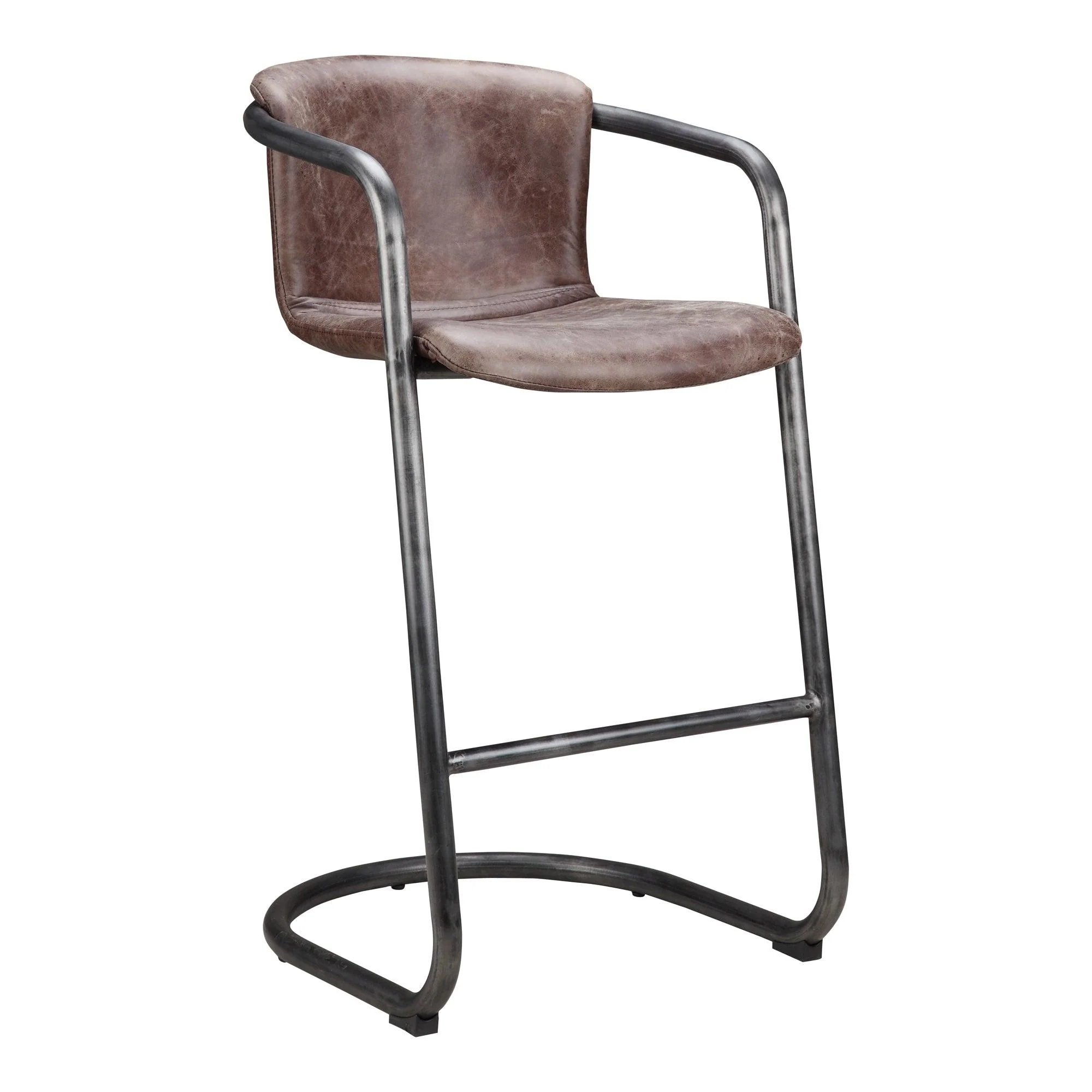 Freeman Barstool Grazed Brown Leather - Set Of Two - Frankwebs