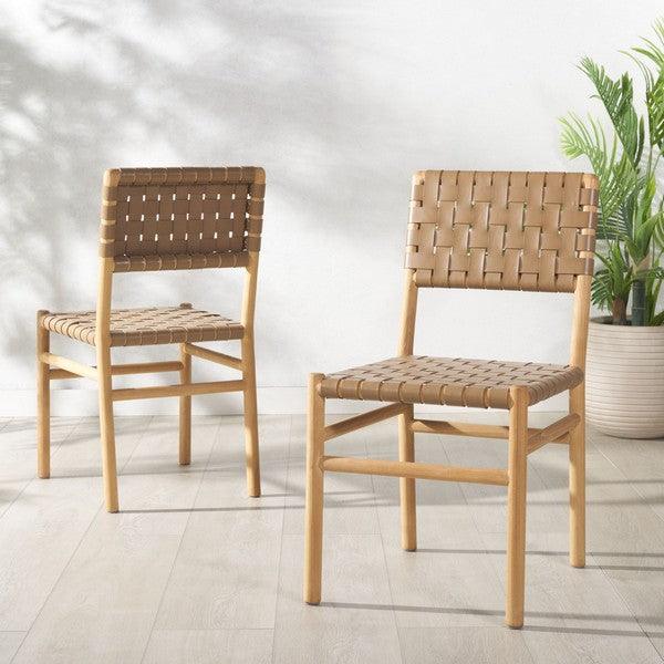 Jeremiah Woven Leather Dining Chair - Frankwebs