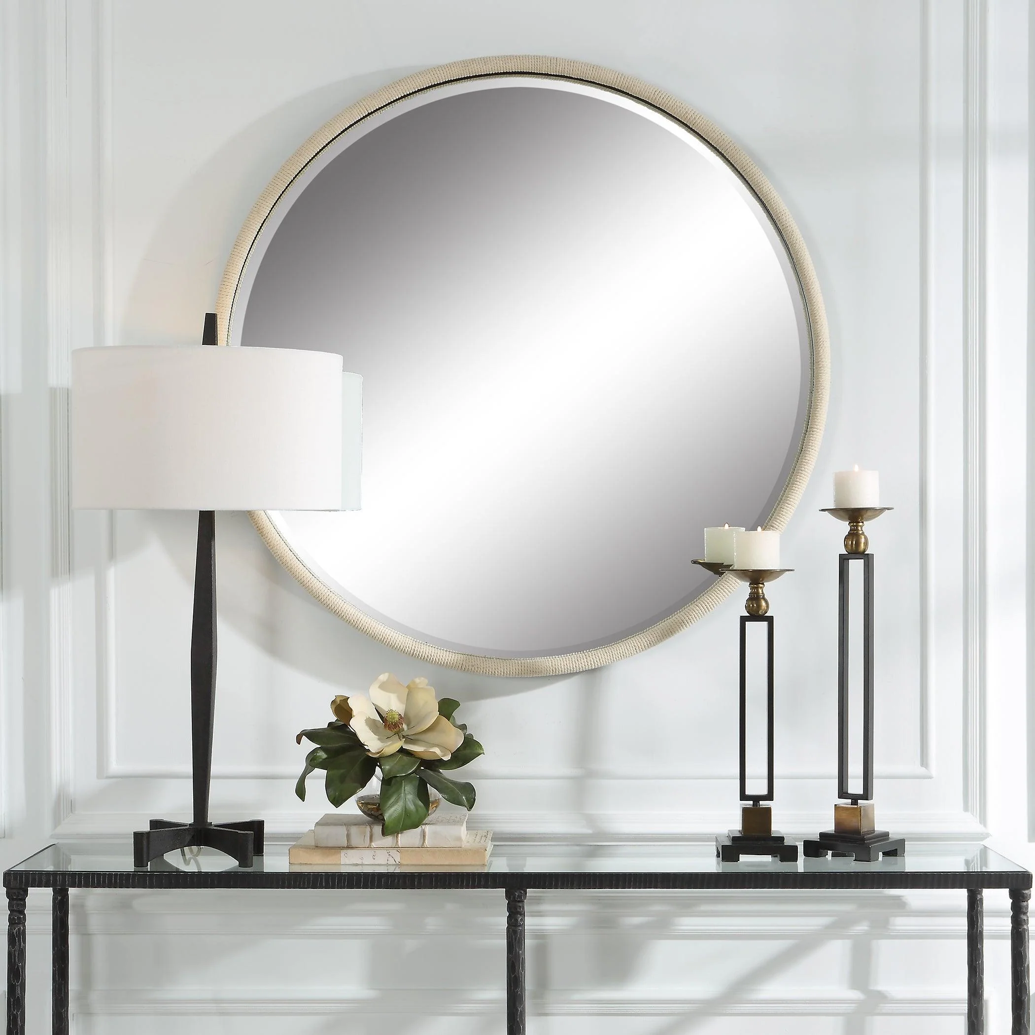 Ranchero White Round Mirror - Frankwebs