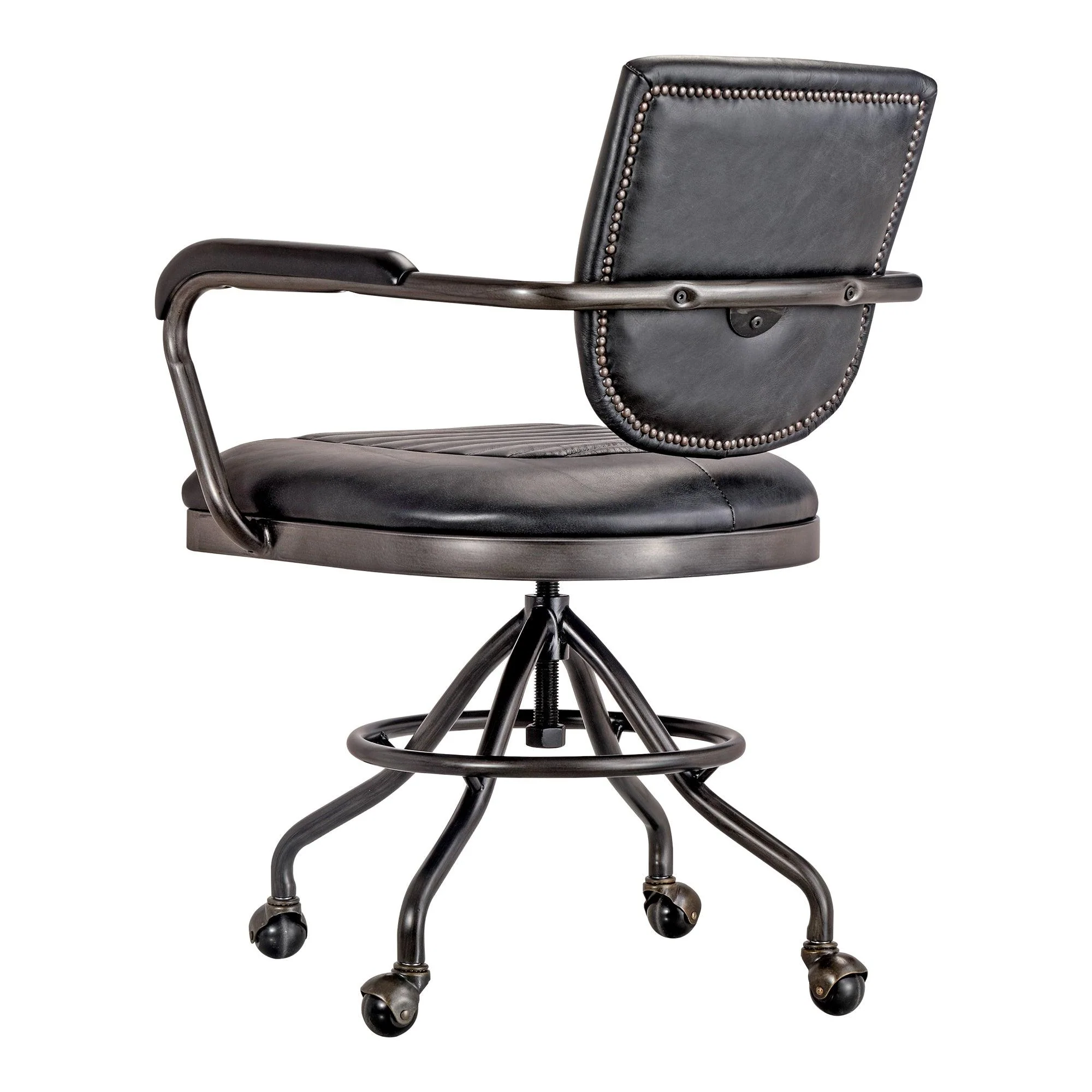 Foster Swivel Desk Chair Onyx Black Leather - Frankwebs