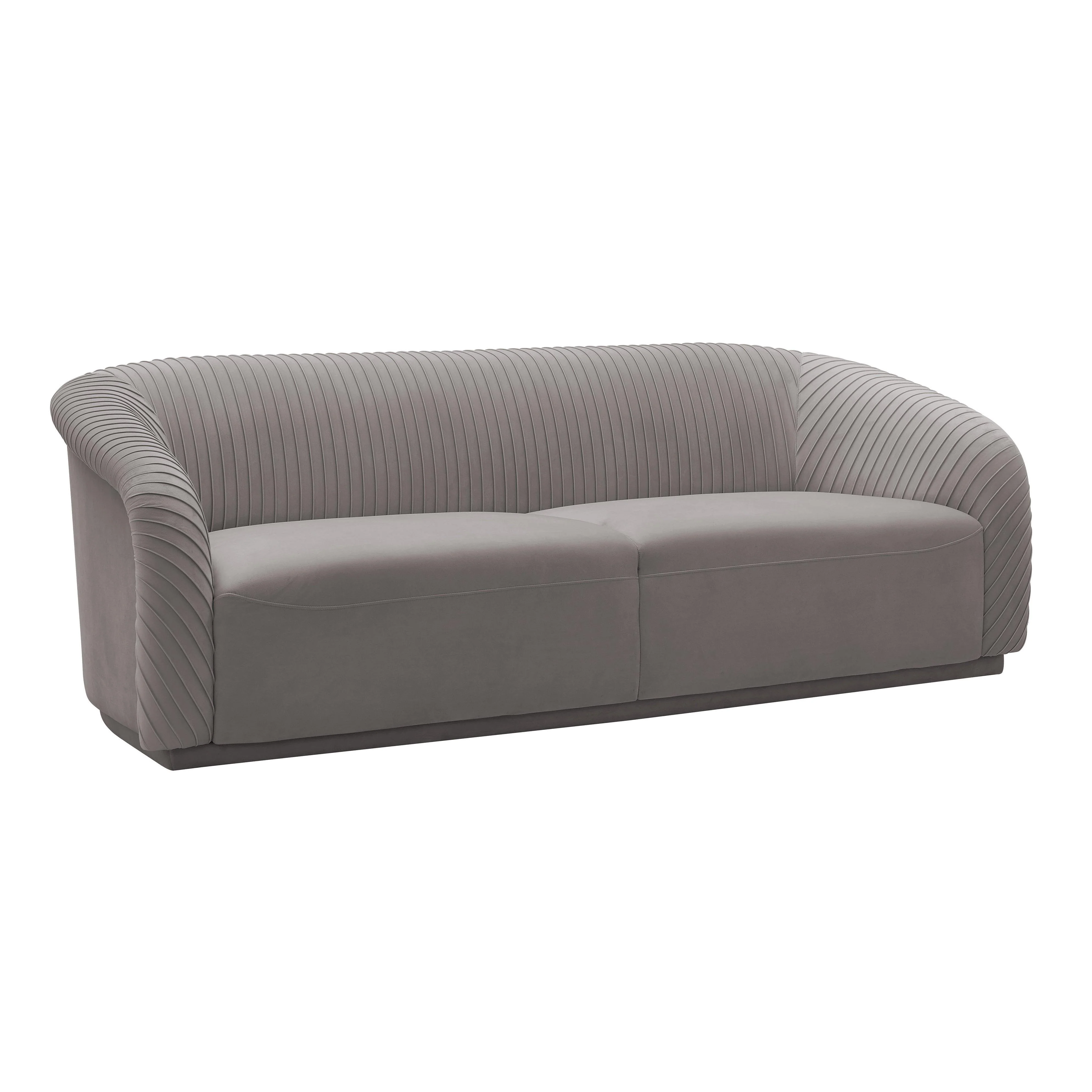 Yara Pleated Grey Velvet Sofa - Frankwebs