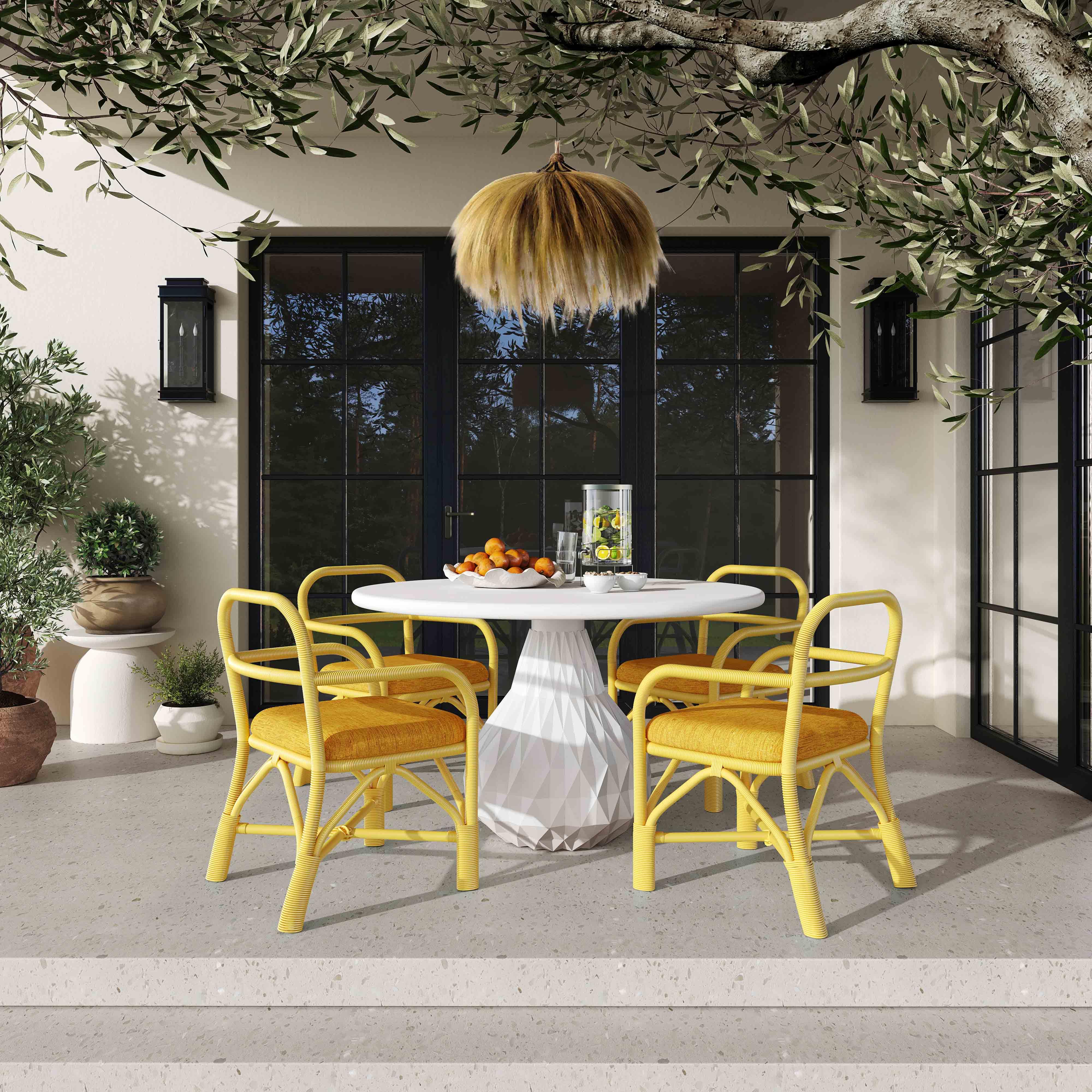 Ginny Yellow Rattan Dining Chair - Frankwebs