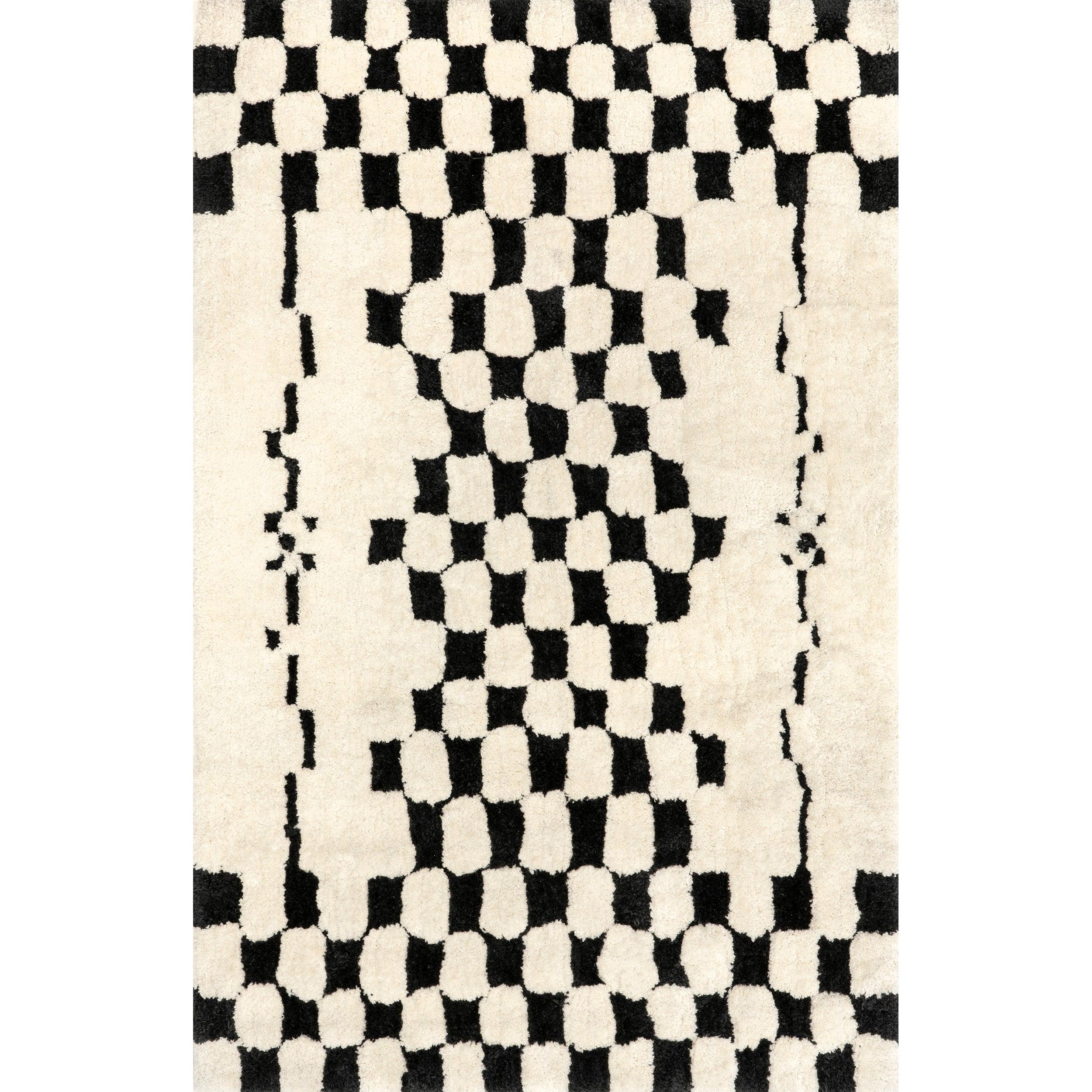 Nathalie Modern Checkered Shag Area Rug - Frankwebs