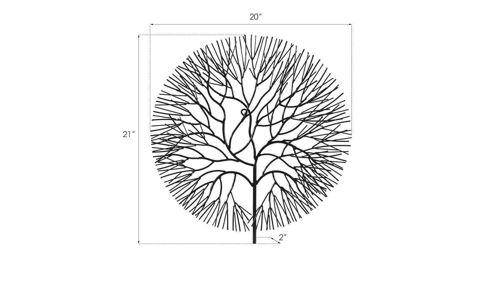 Wire Tree Wall Art, Small, Circle, Metal, Black - Frankwebs