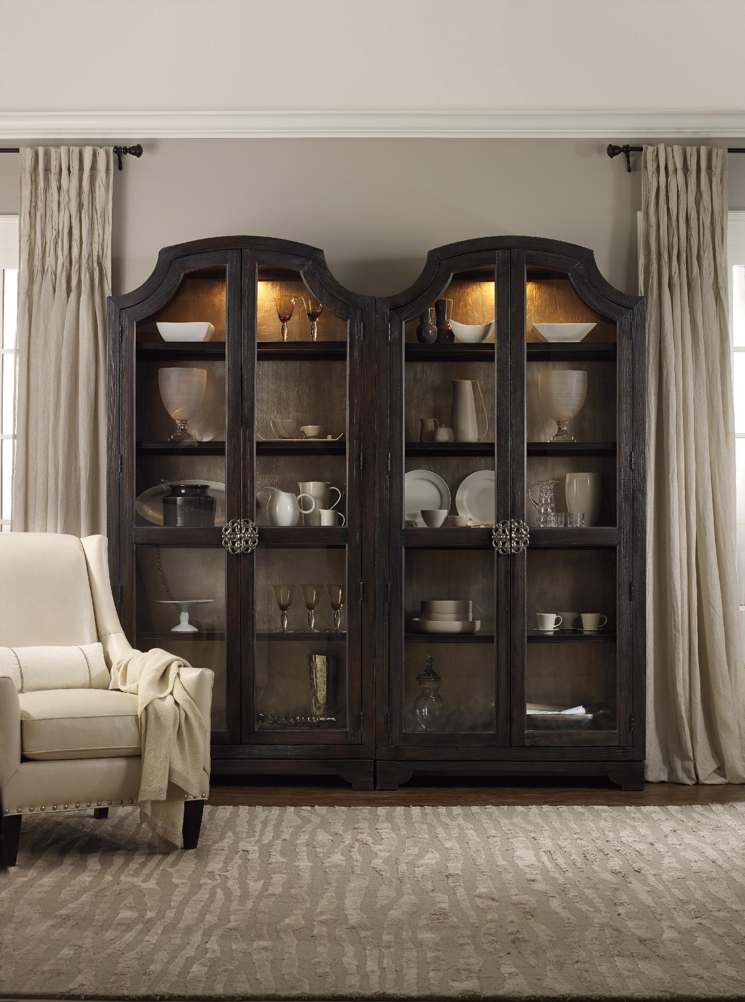 Sanctuary Glass Bunching Curio-Ebony Antiqued Oak - Frankwebs