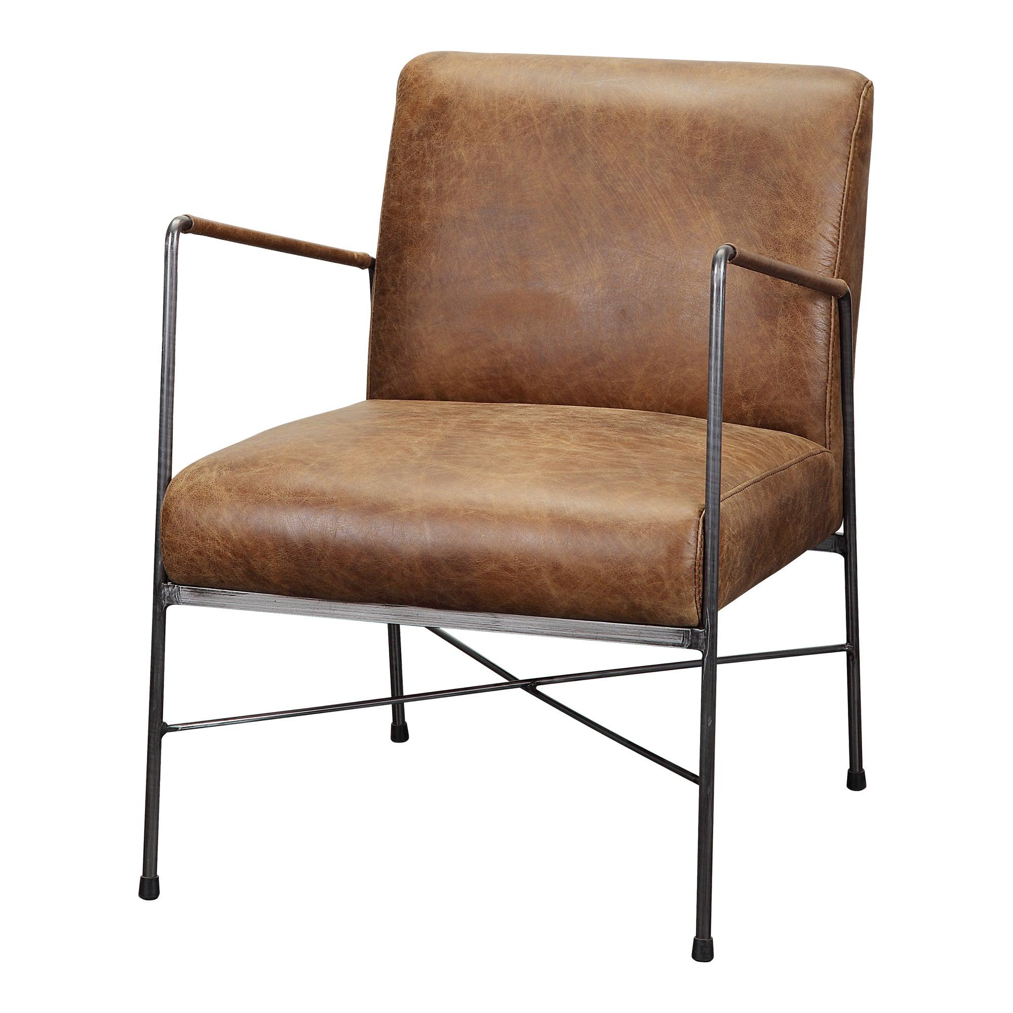 Dagwood Leather Arm Chair Open Road Brown Leather - Frankwebs