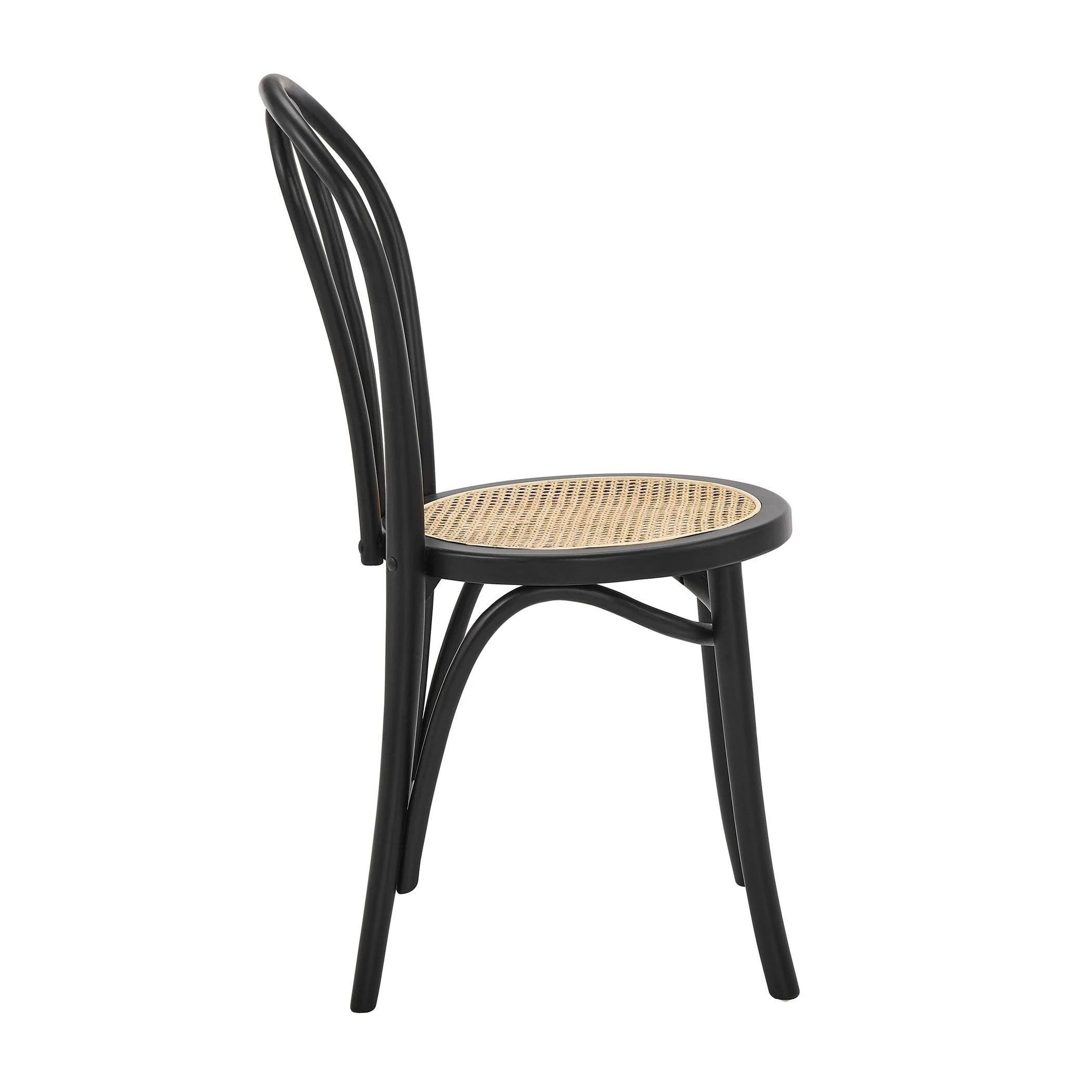 Marko Side Chair in Matte Black with Natural Seat - Frankwebs