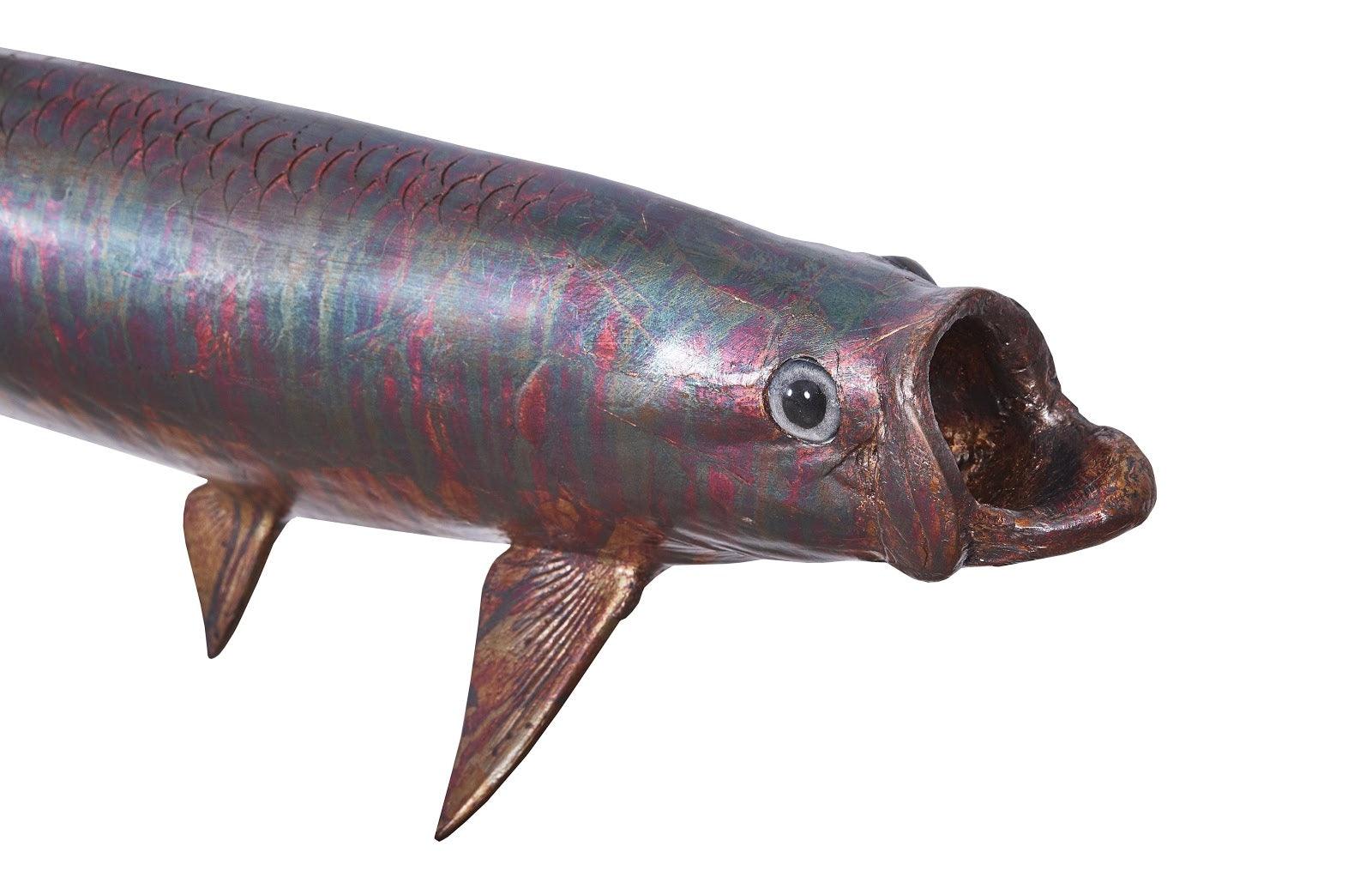 Tarpon Fish Wall Sculpture, Resin, Copper Patina Finish - Frankwebs