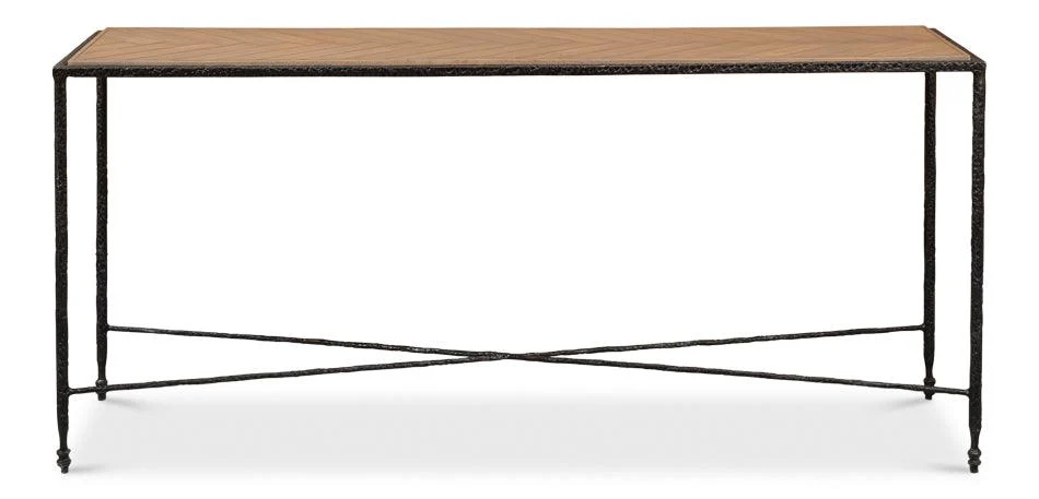 Castle Gate Console Table W/Parquet Top - Frankwebs