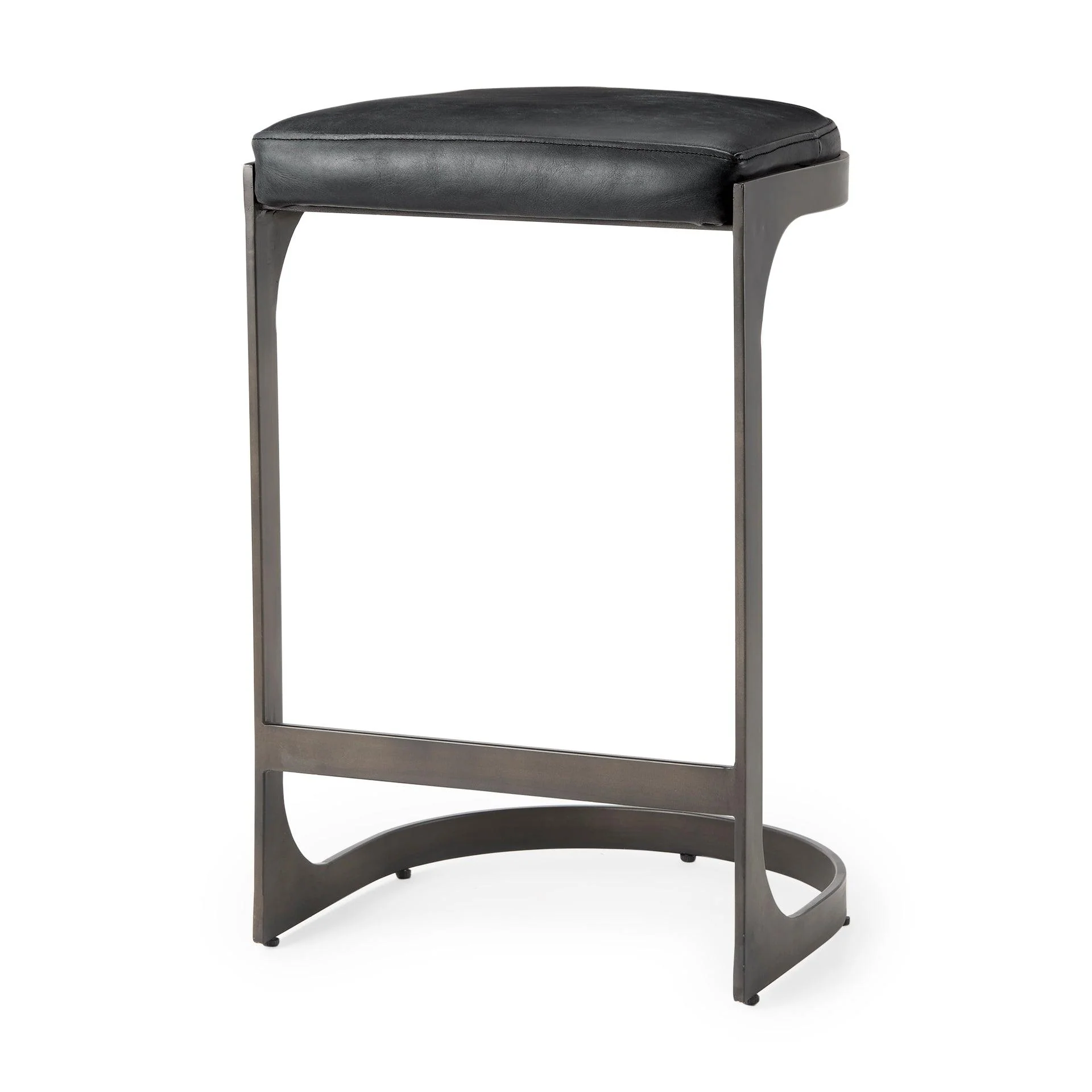 Tyson 17L x 18W x 28H Black Leather W/ Metal Frame Counter Stool - Frankwebs
