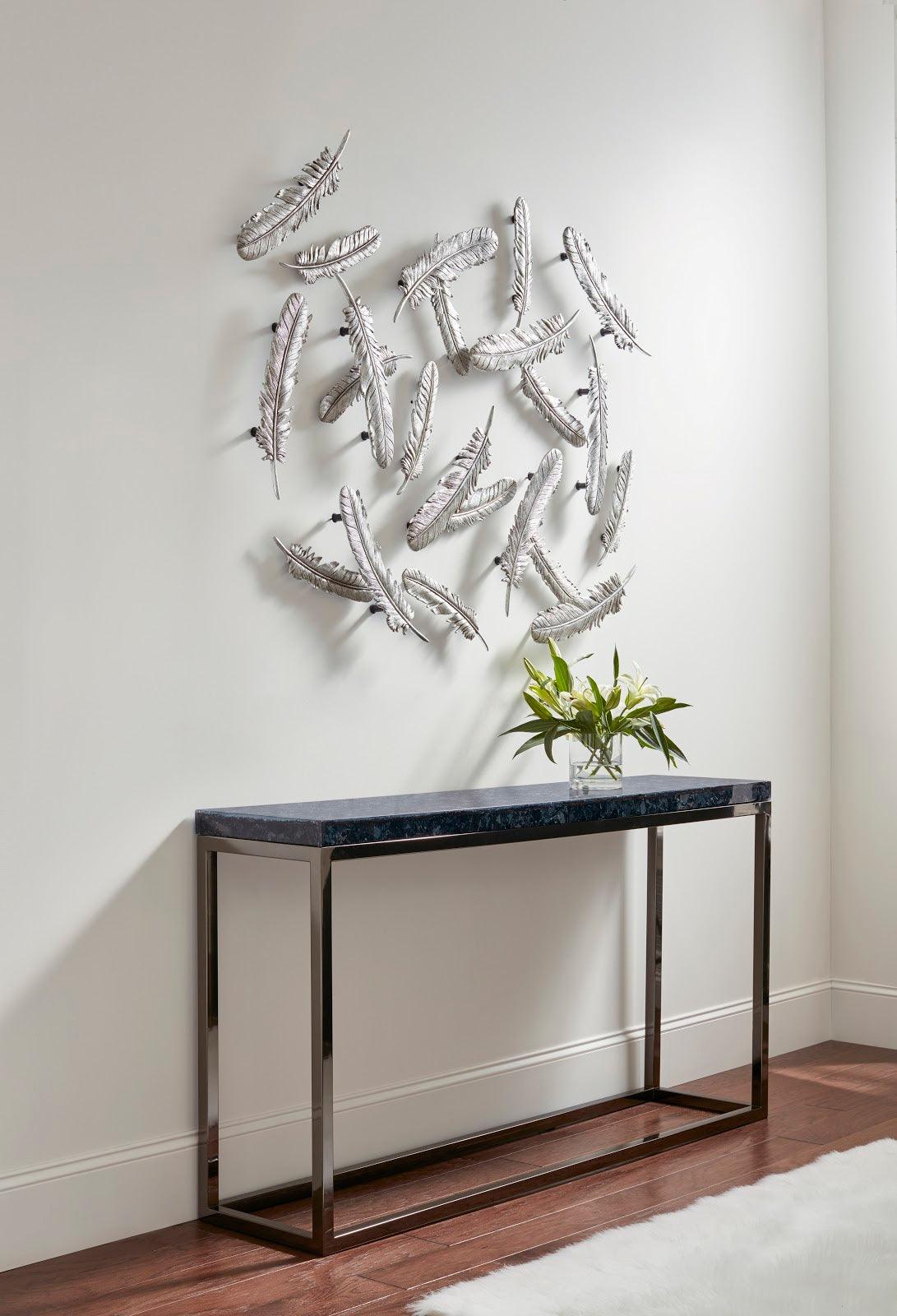 Feathers Wall Art, Small, Silver Leaf, Set of 2 - Frankwebs