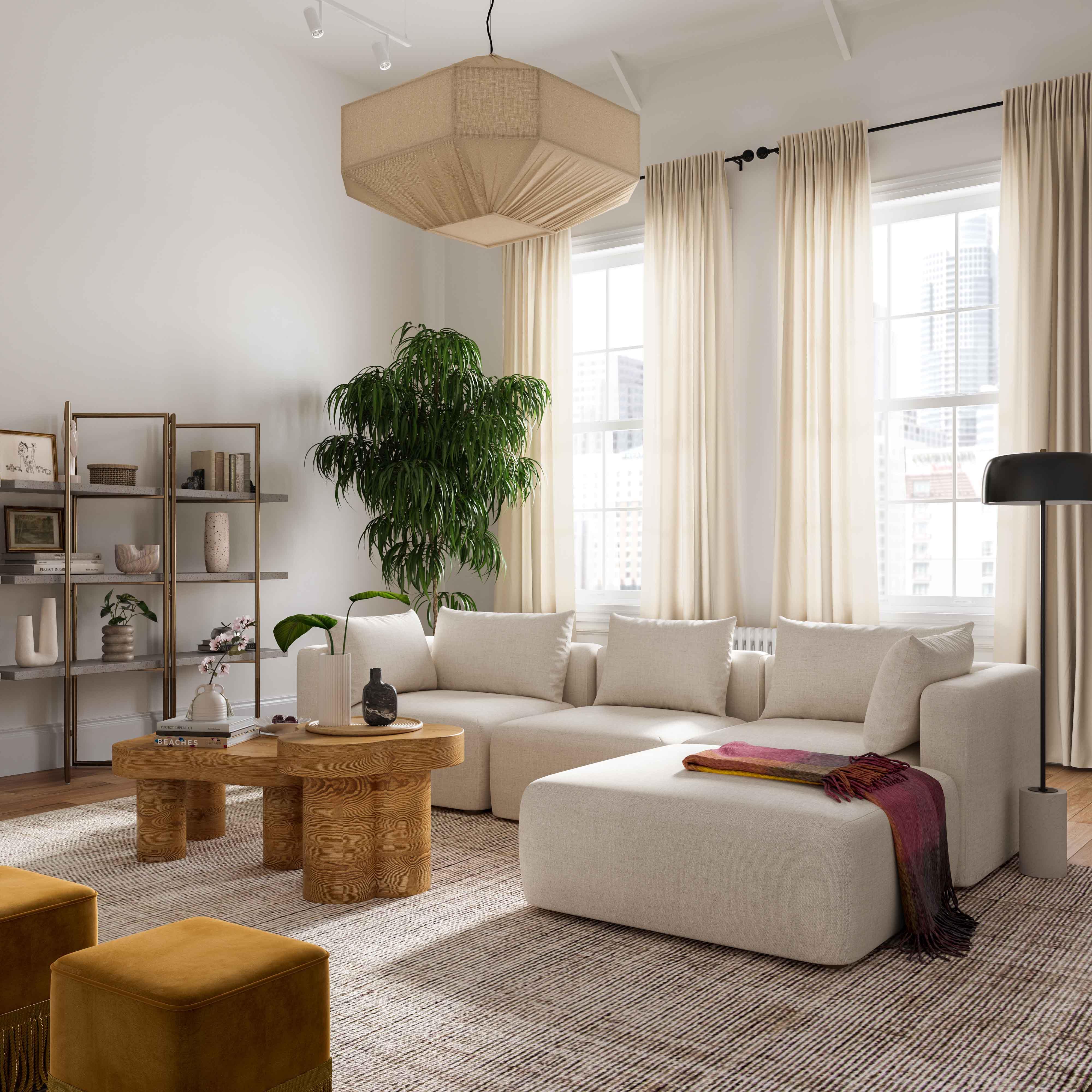 Hangover Cream Linen 4-Piece Modular Sectional - Frankwebs