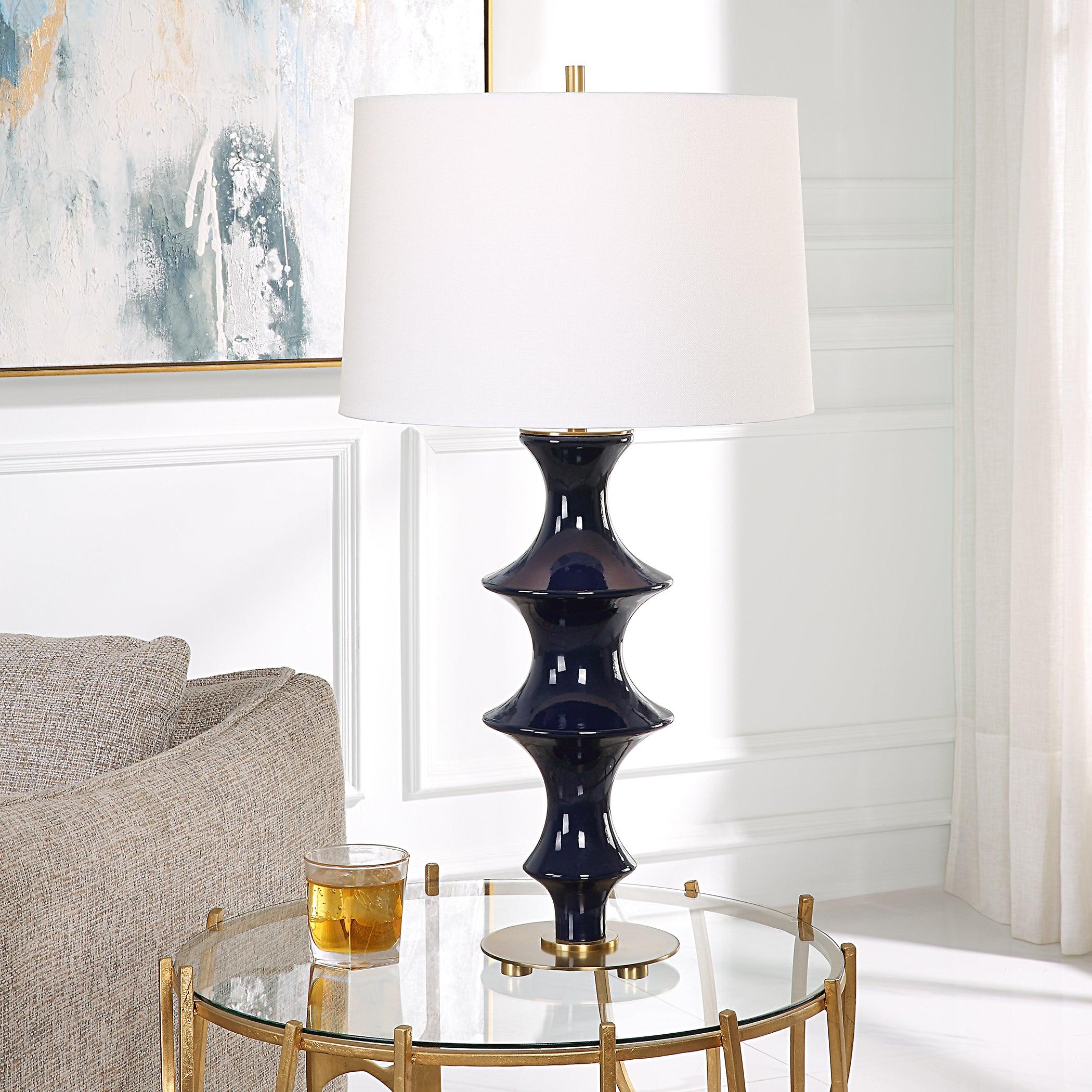 Coil Sculpted Blue Table Lamp - Frankwebs