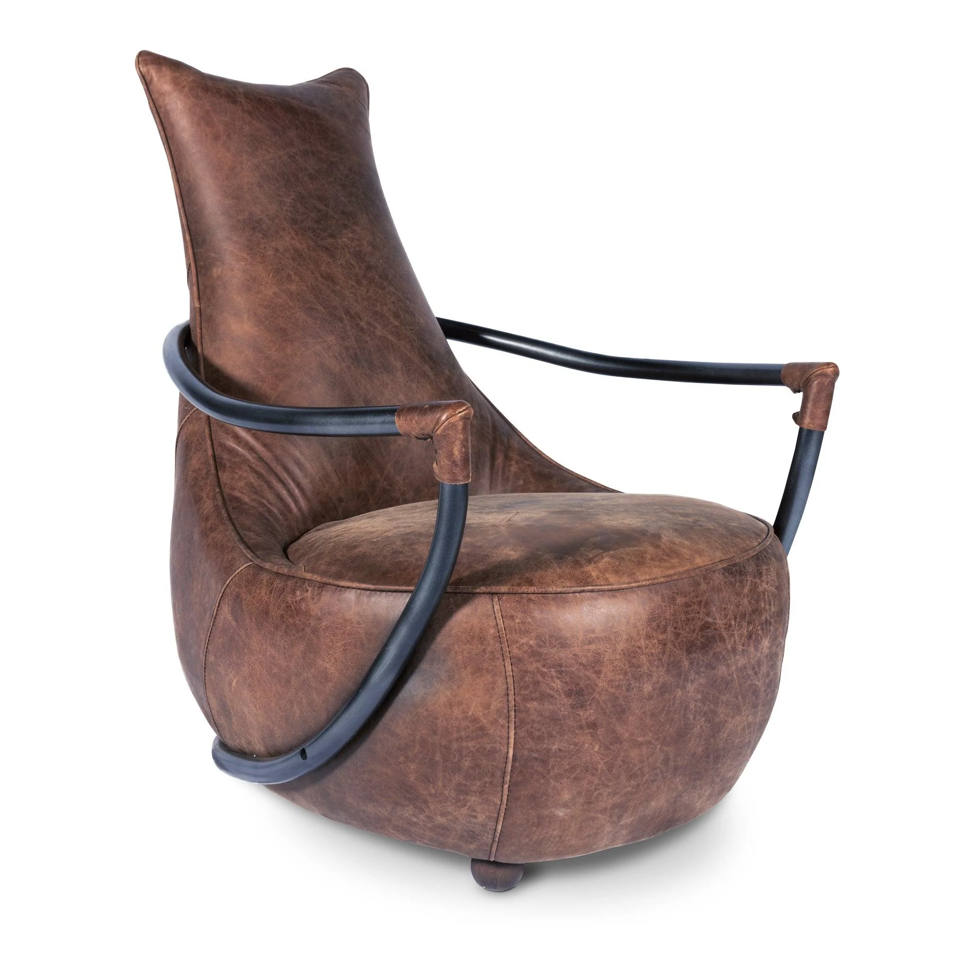 Carlisle Club Chair Grazed Brown Leather - Frankwebs