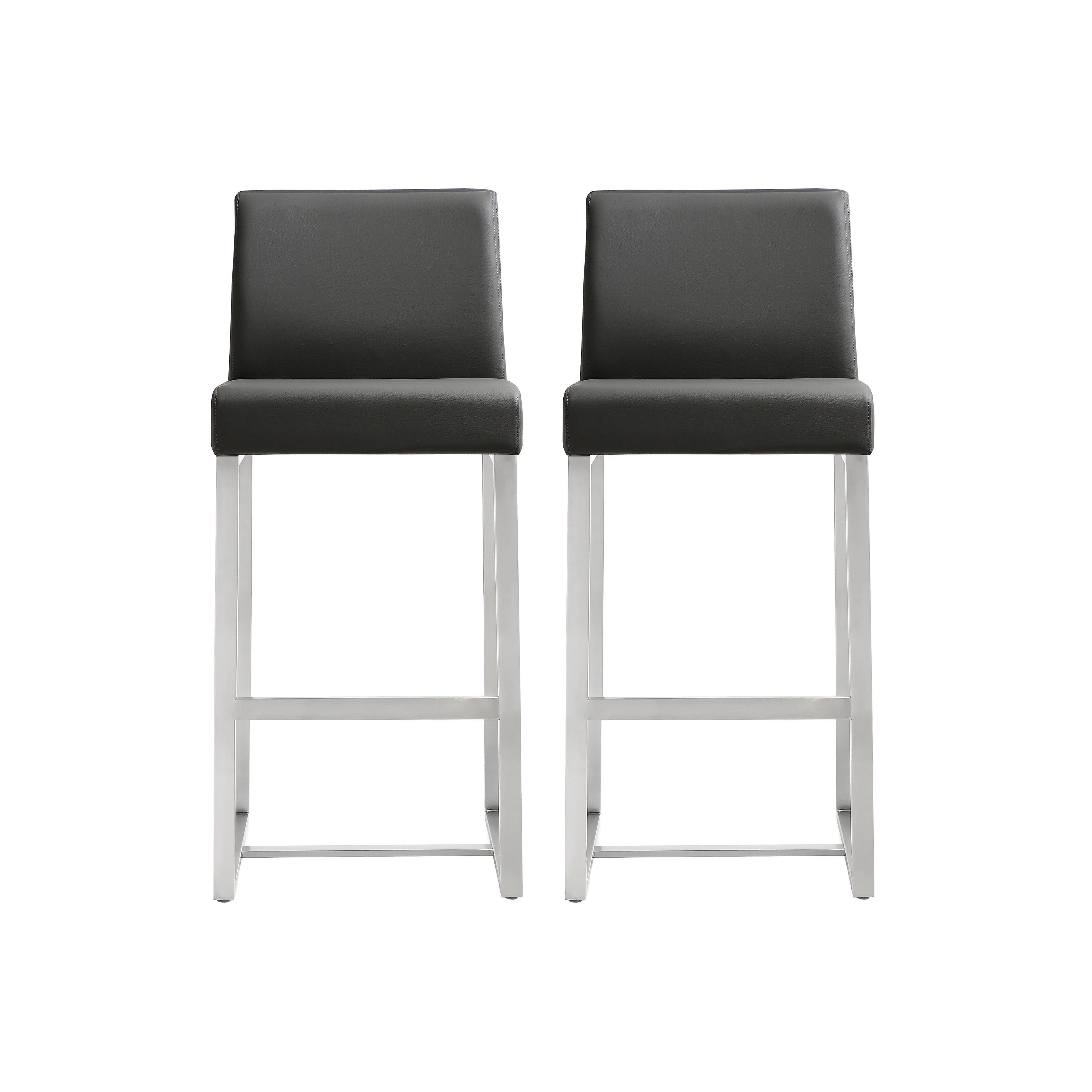 Denmark Grey Stainless Steel Counter Stool (Set of 2) - Frankwebs