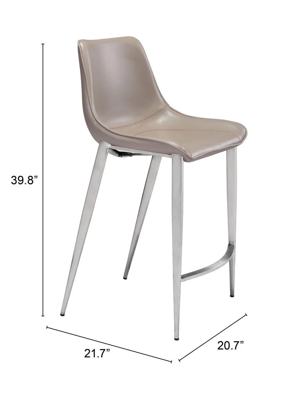 Magnus Counter Chair (Set of 2) Gray & Silver - Frankwebs