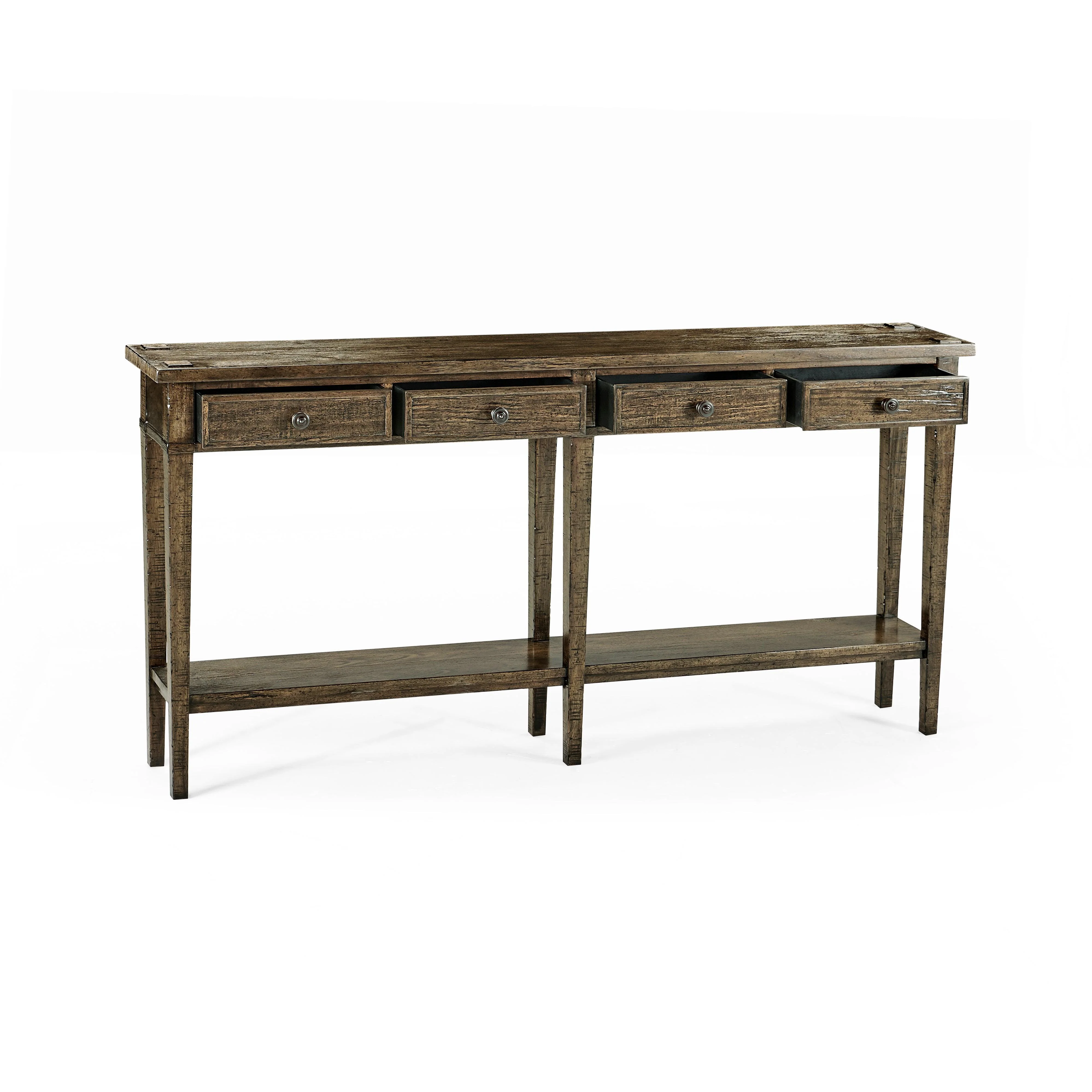 Casual Accents Dark Driftwood Four Drawer Console - Frankwebs
