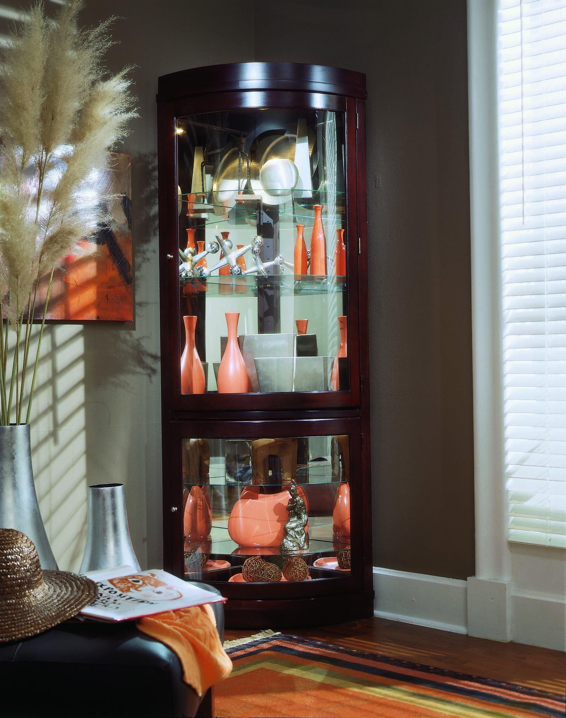 Curved  5 Shelf Corner Curio Cabinet - Frankwebs