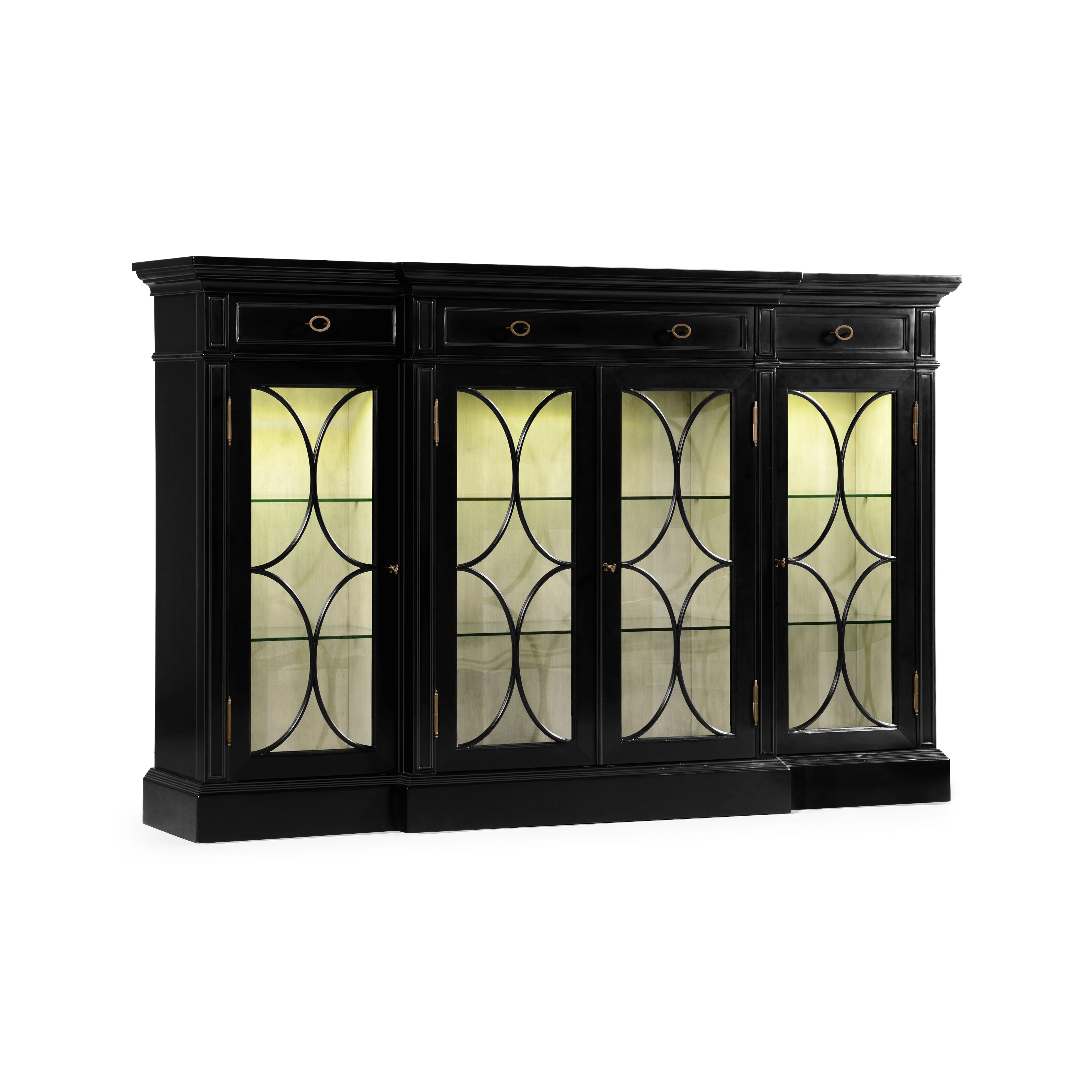Breakfront Black Display Cabinet - Frankwebs
