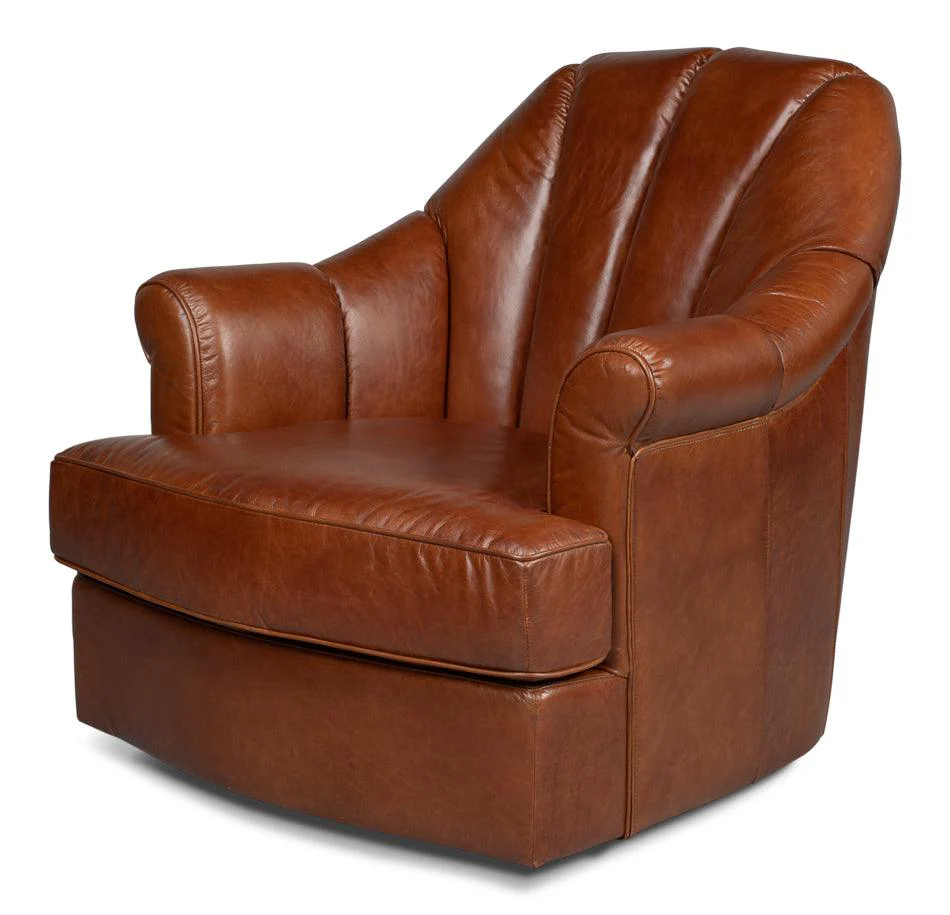 Scoth Swivel Chair In Distilled Leather - Frankwebs