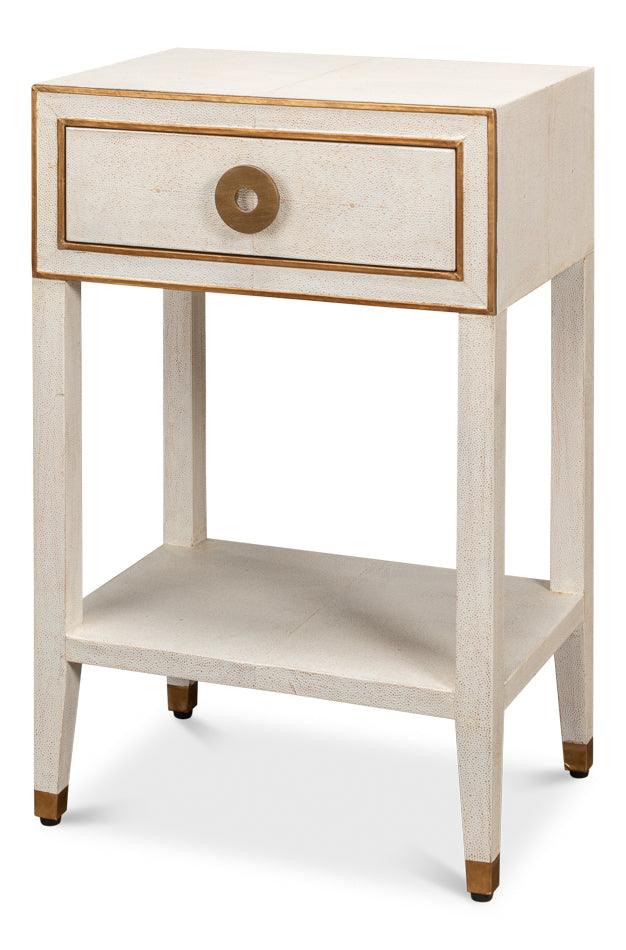 Gabriella Shagreen Nightstand Osprey Wht - Frankwebs