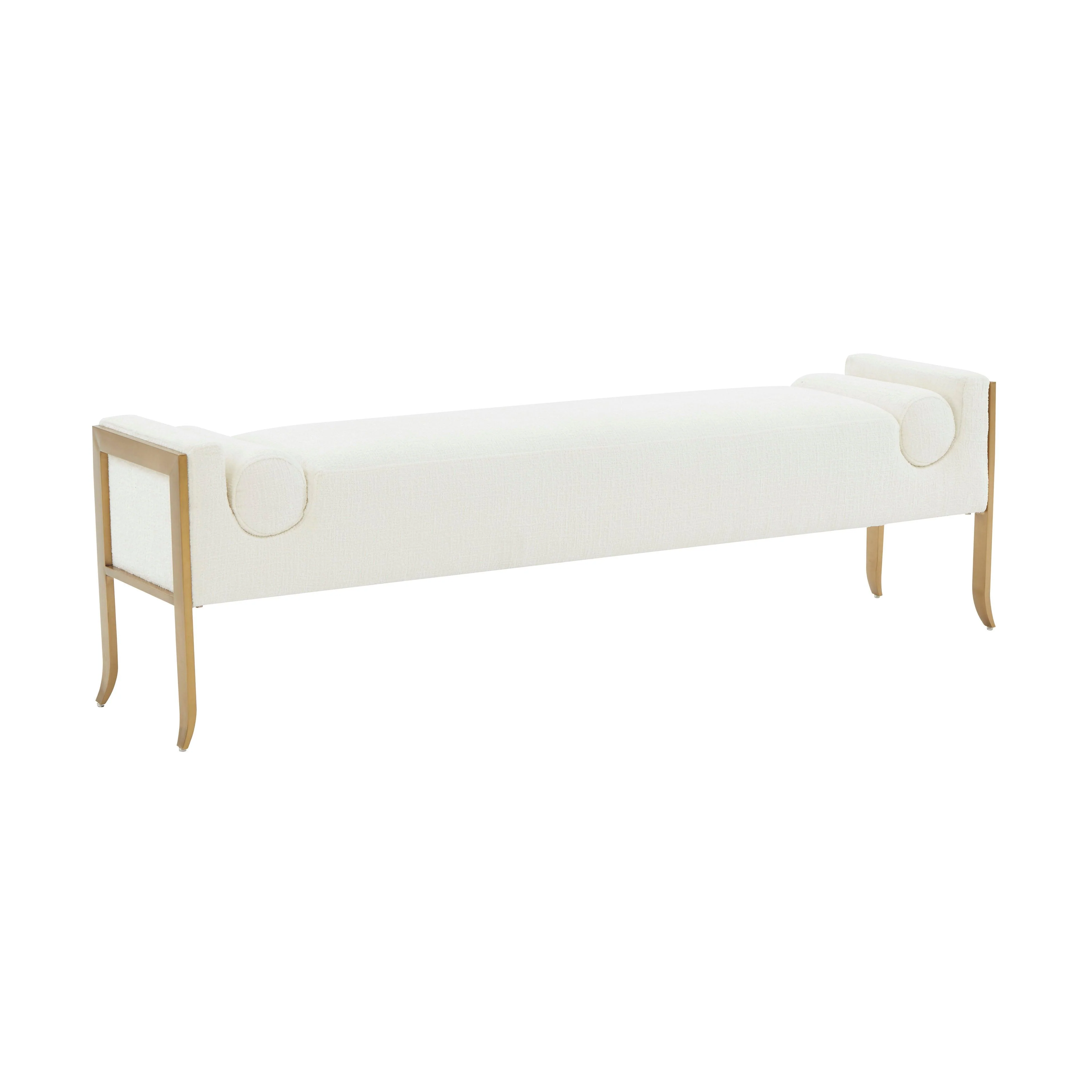 Ines Cream Textured Velvet Bench - Frankwebs