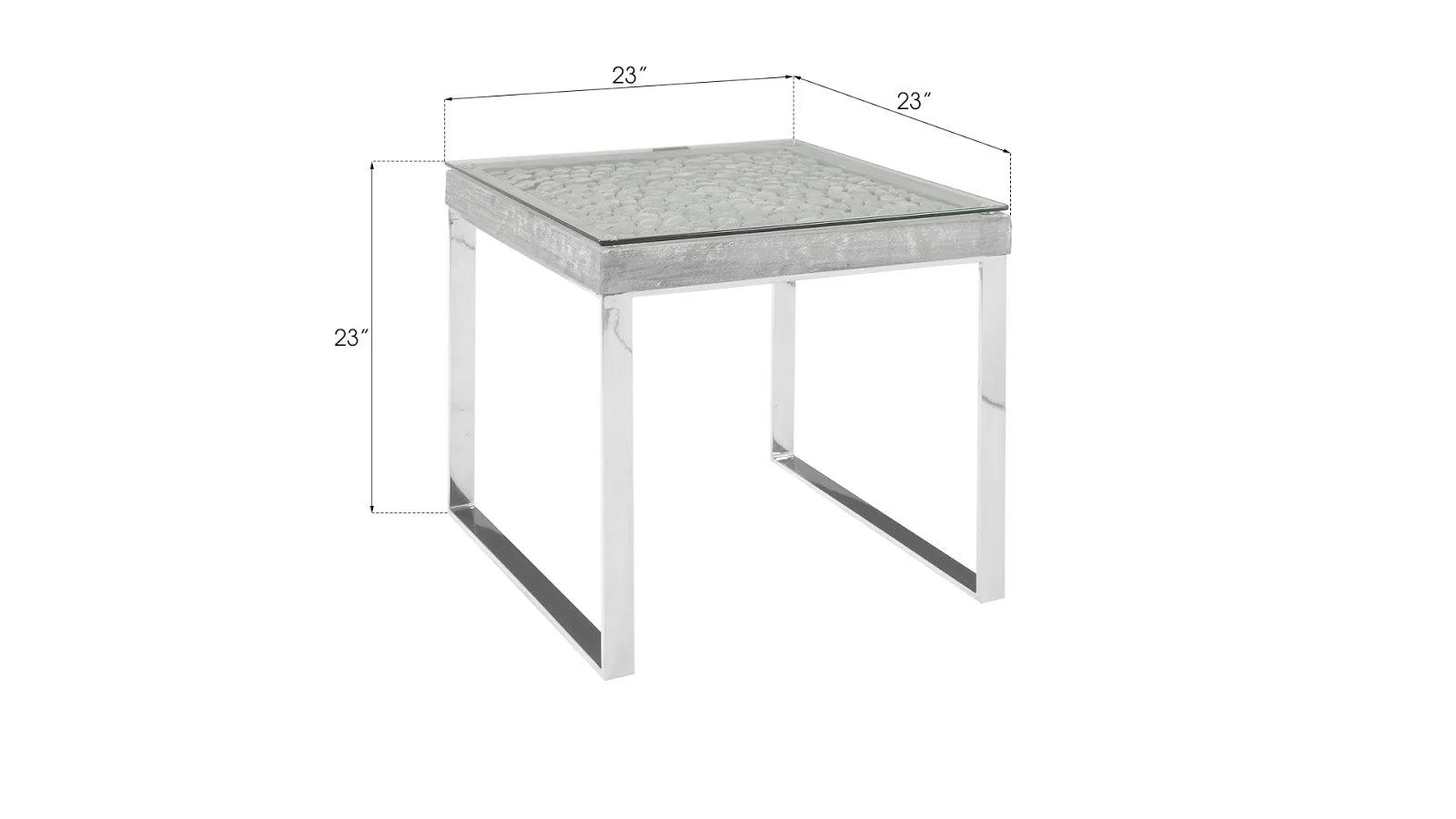 Driftwood Side Table, Wood, Glass, Stainless Steel Base, Scaff Finish - Frankwebs