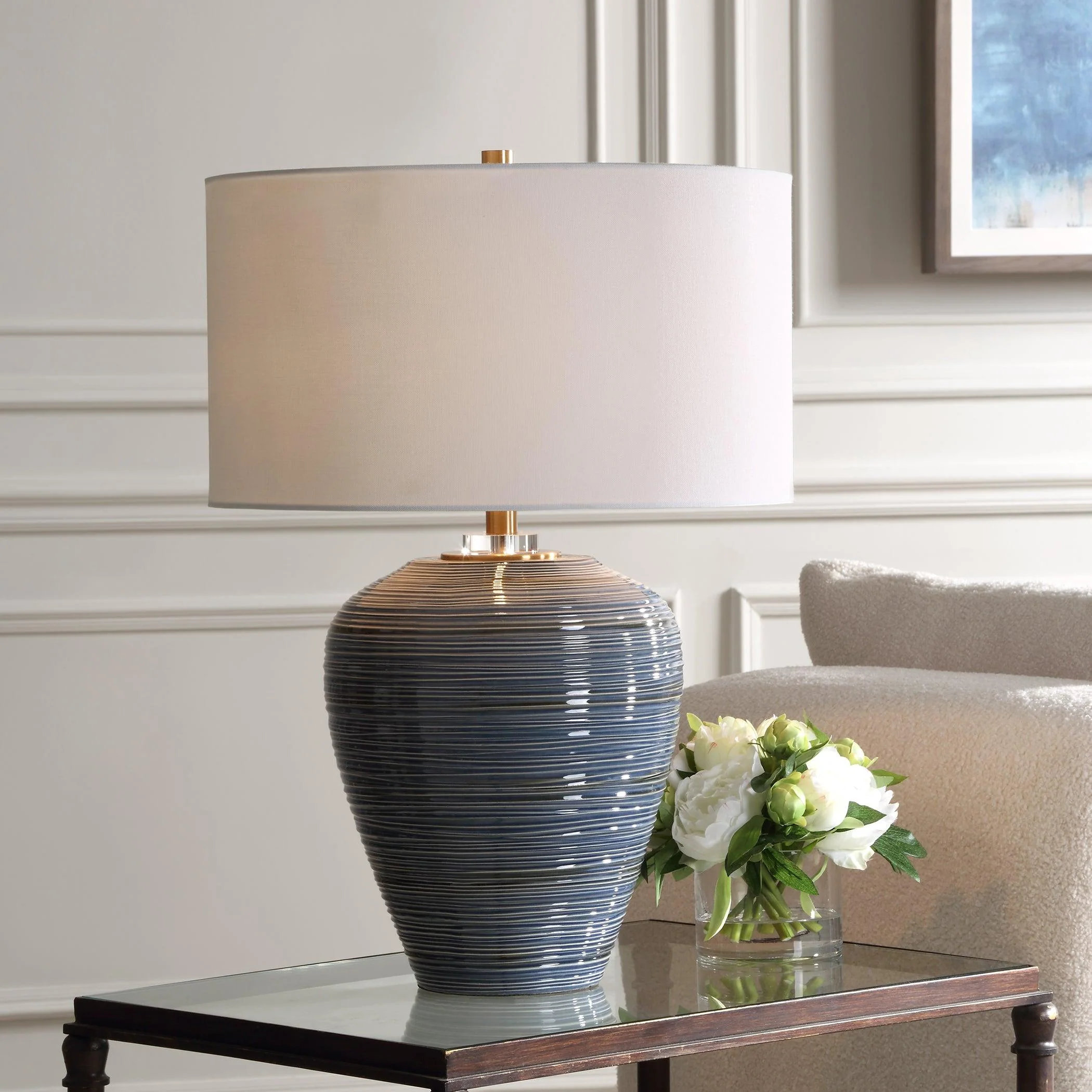 Moher Glossy Blue Table Lamp - Frankwebs