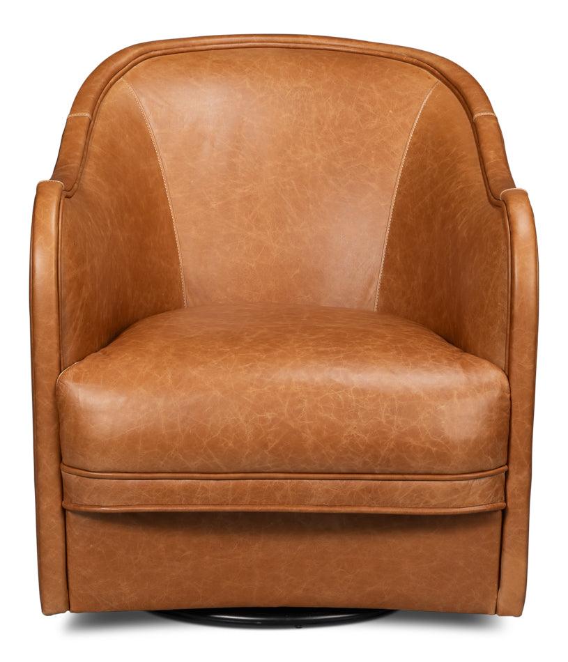 Braxton Leather Swivel Chair - Brown - Frankwebs