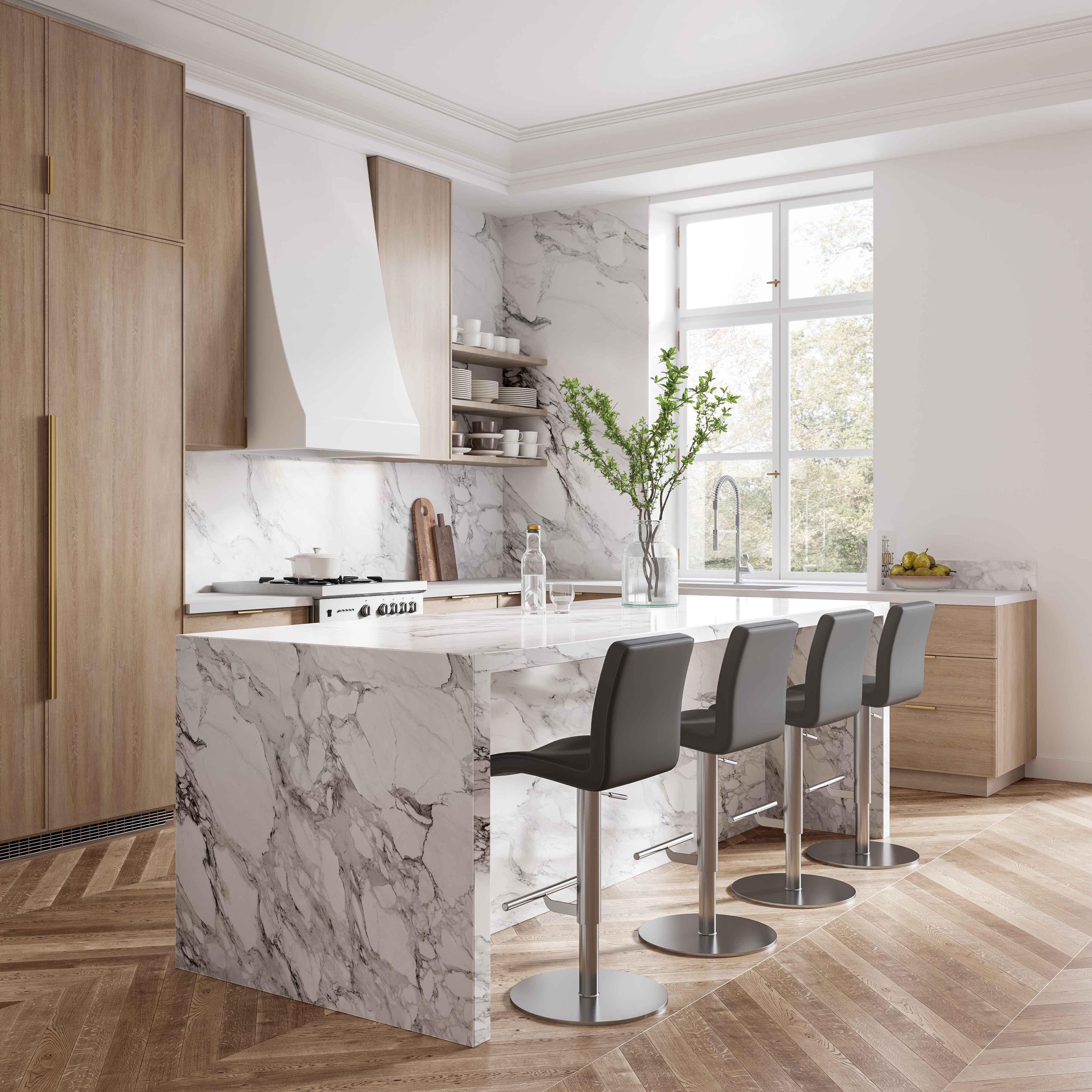 Paddy Dark Grey Vegan Leather on Silver Adjustable Stool - Frankwebs